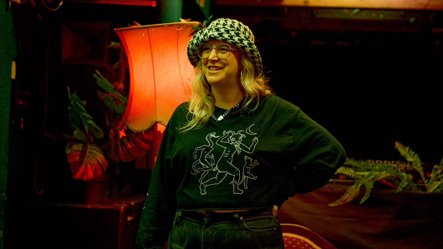 "We have a really diverse team. About 12 people, security guards, bar tenders, general vibe-enhancers. People who keep all of the party goers safe," she says.