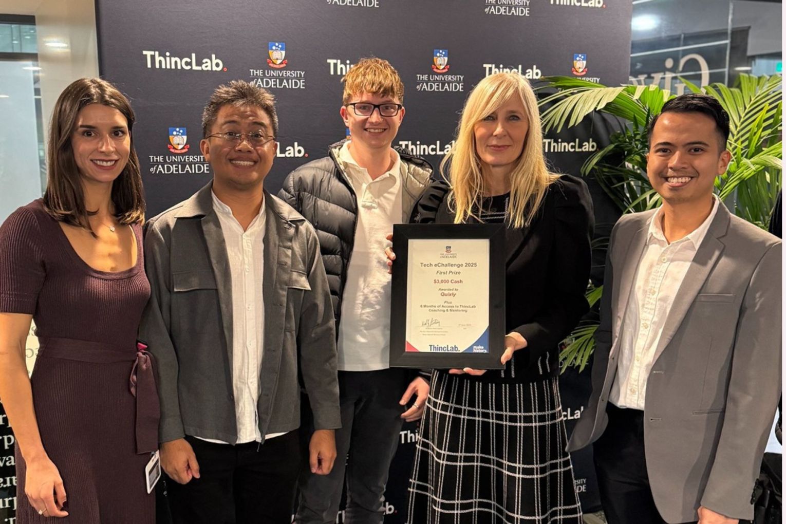 University of Adelaide students took out a prize for their Ai-powered app. Photo: supplied