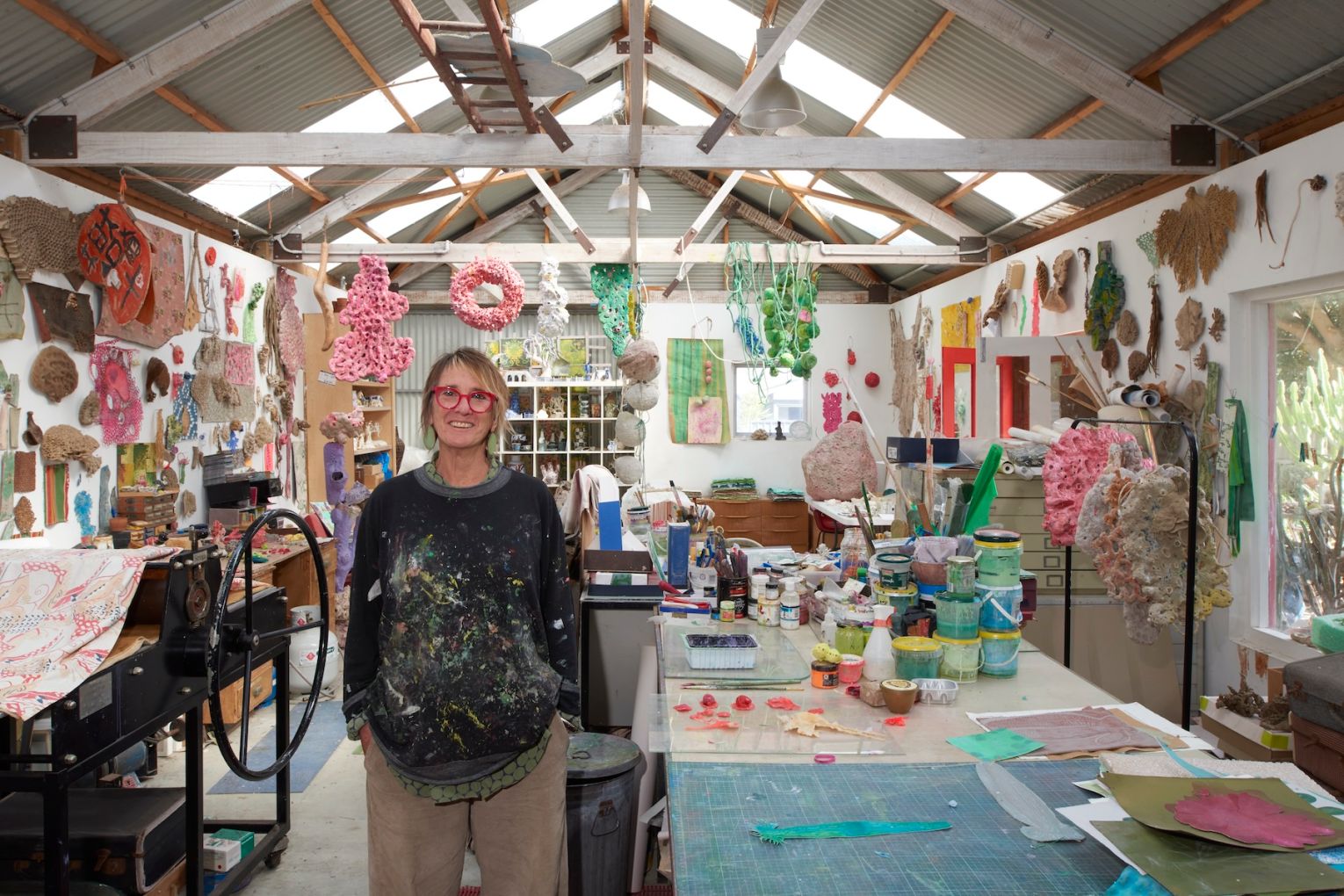 Chris De Rosa in her studio, 2025. Photo: Andrew Cowen / Supplied