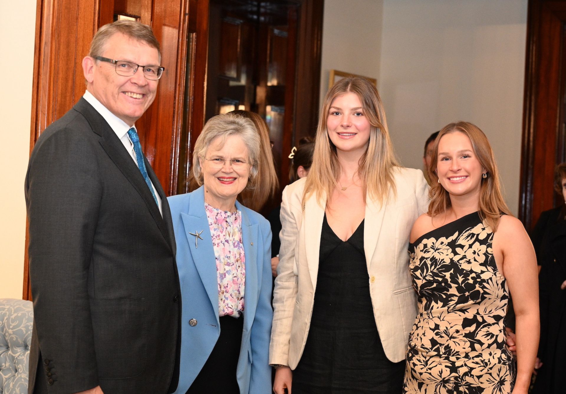 Rod Bunten, Governor Frances Adamson AC, Lily Bratchell and Daisy Bratchell