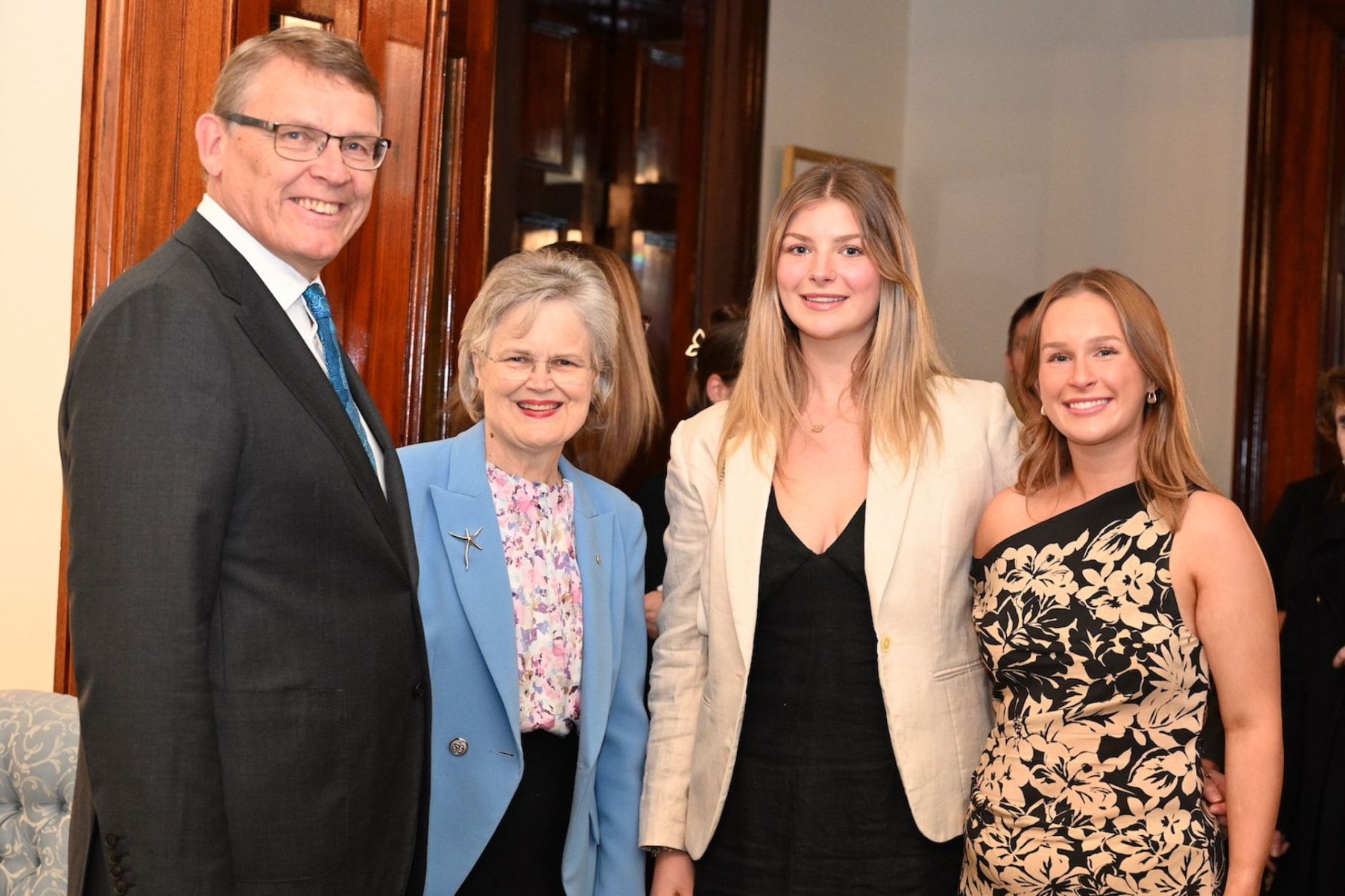 Rod Bunten, Governor Frances Adamson AC, Lily Bratchell and Daisy Bratchell