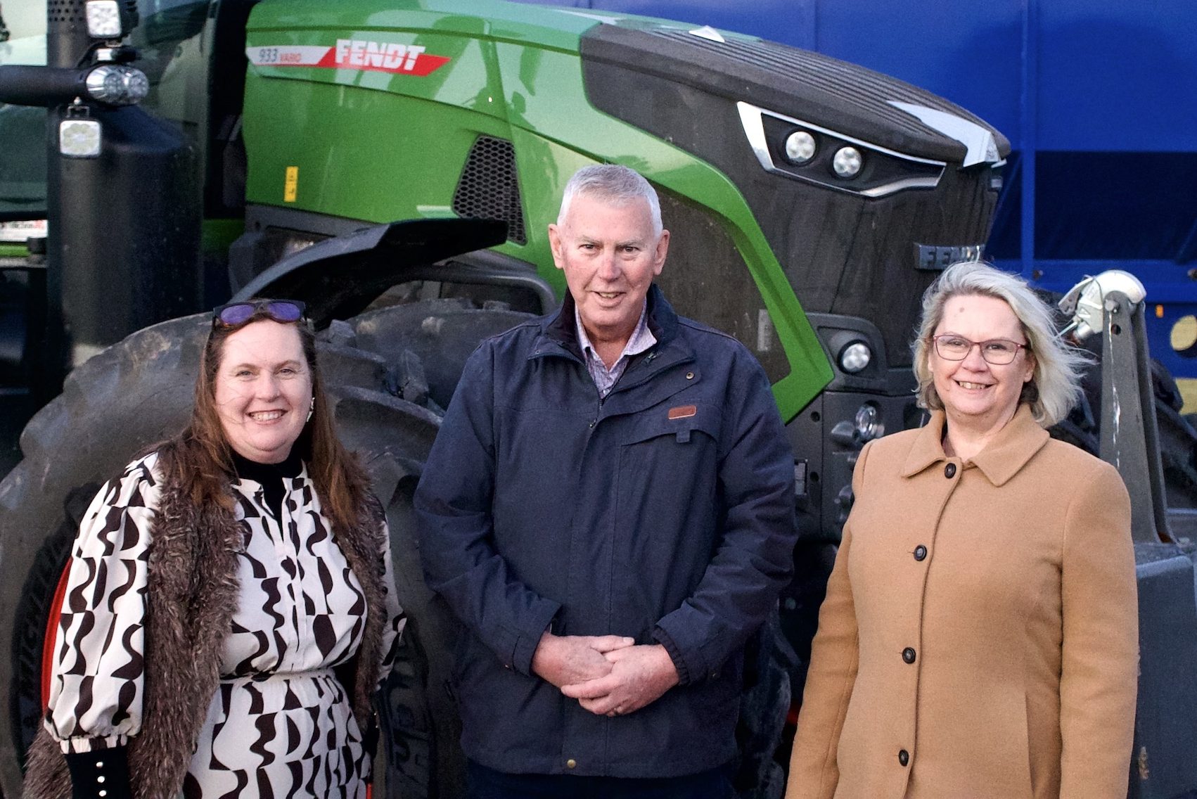 Kelly-Anne Saffin, Wattle Range Mayor Des Noll and Primary Industries and Regional Development Minister Clare Scriven