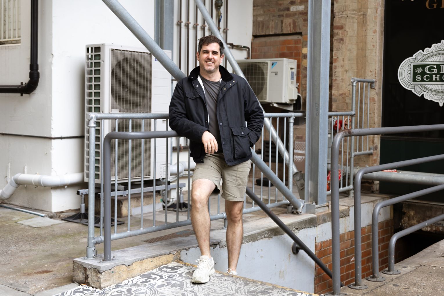 Peter Hollands at the entrance to Shaman in The City