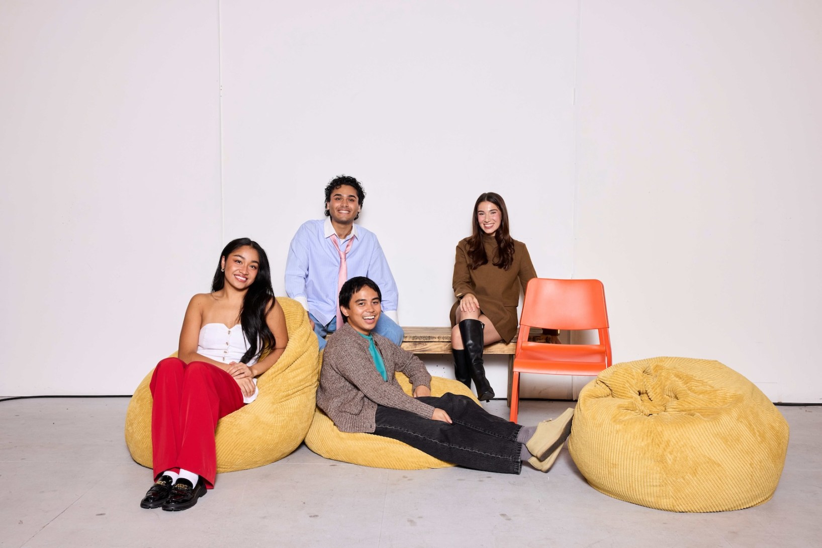 Allycia Angeles (left) wit her Kimberly Akimbo co-stars Marty Alix, Jacob Rozario and Alana Iannace. Photo: Claudio Raschella / Supplied
