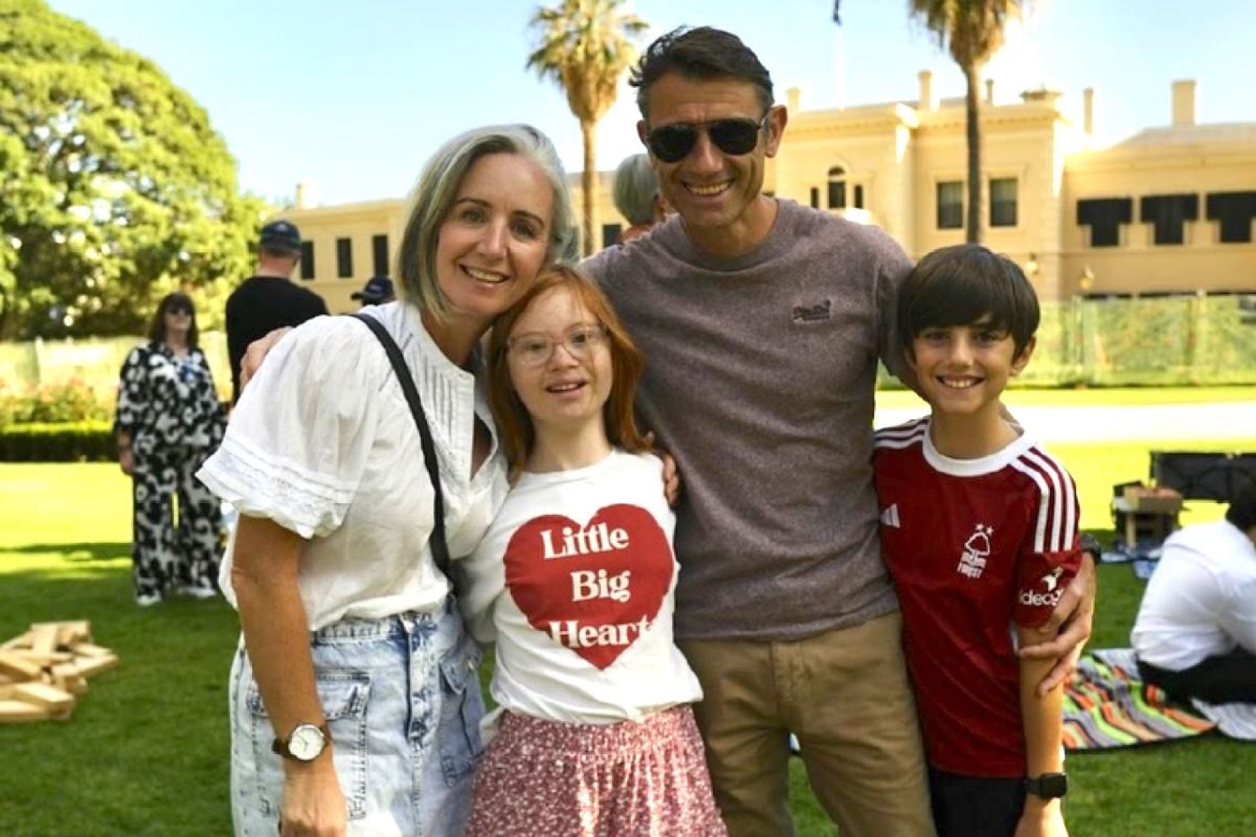 Becky and Steve Pizzili with Aurelia and Leo