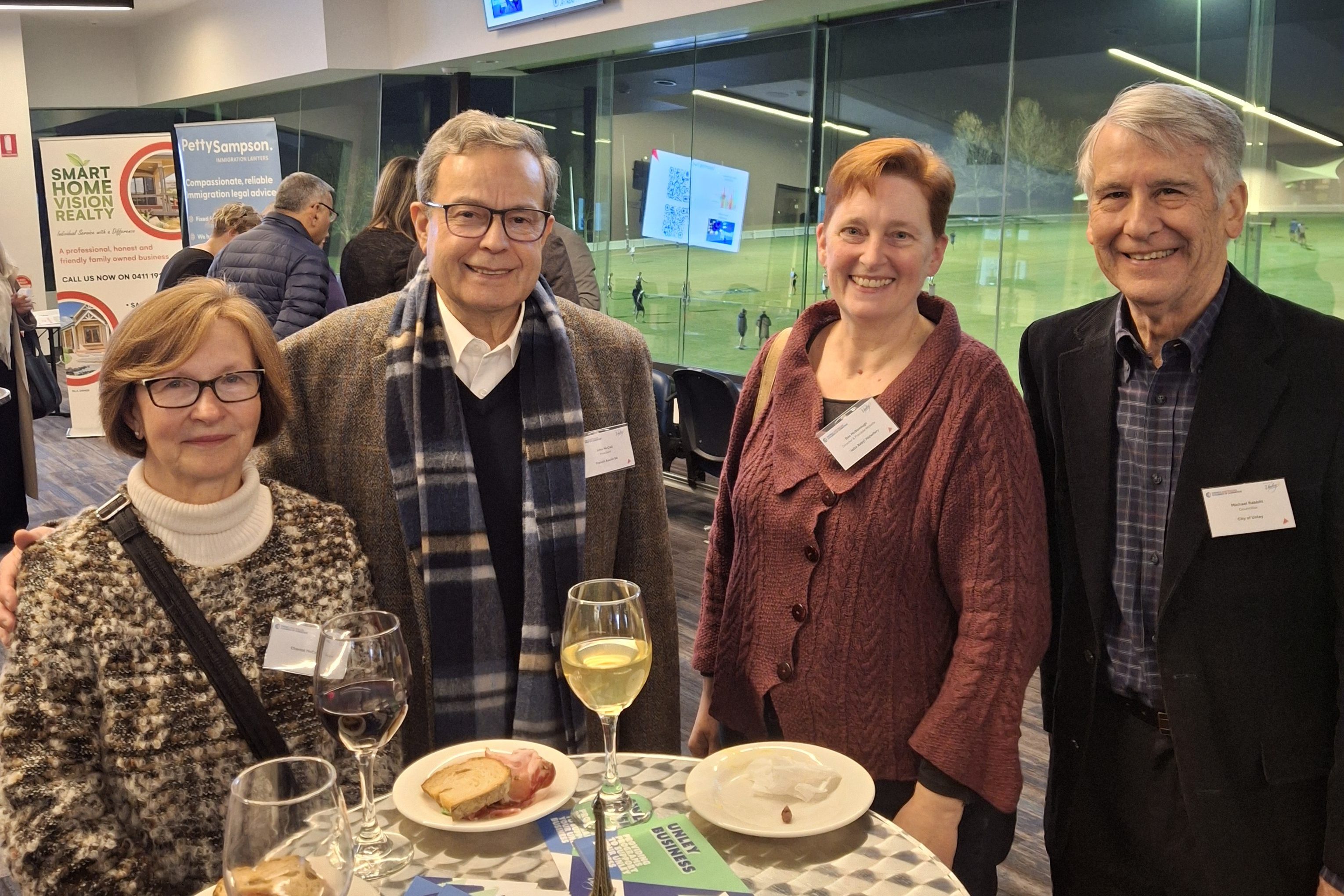 Chantal McColl, John McColl, Ros McDonough and Unley Councillor Michael Rabbitt
