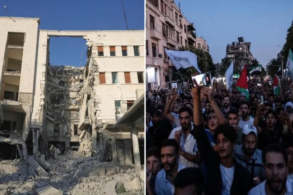 Israel struck a Defence Ministry building in Syria. Photo: AAP/TND