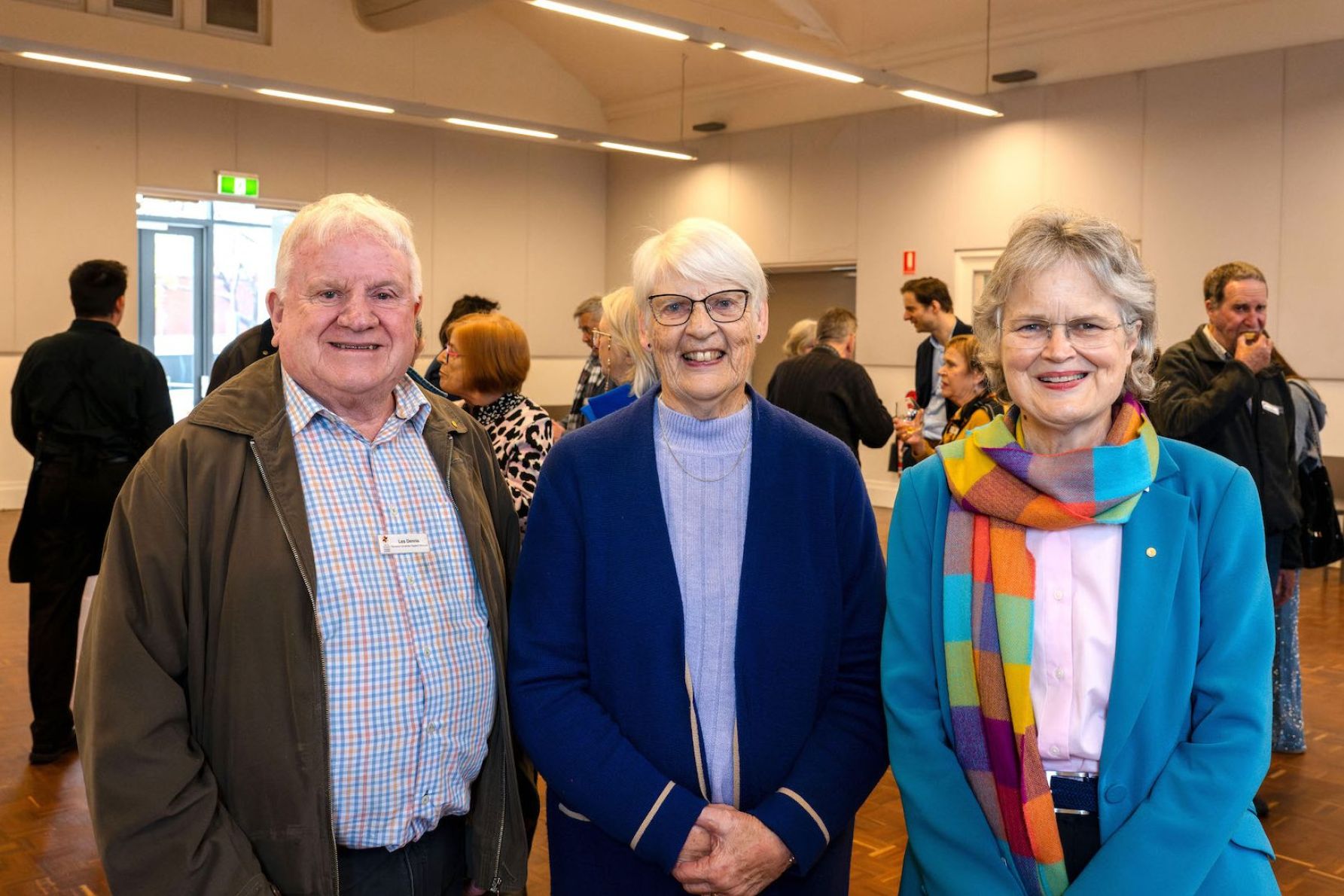 Les Dennis, Christine Ward and Governor Frances Adamson AC