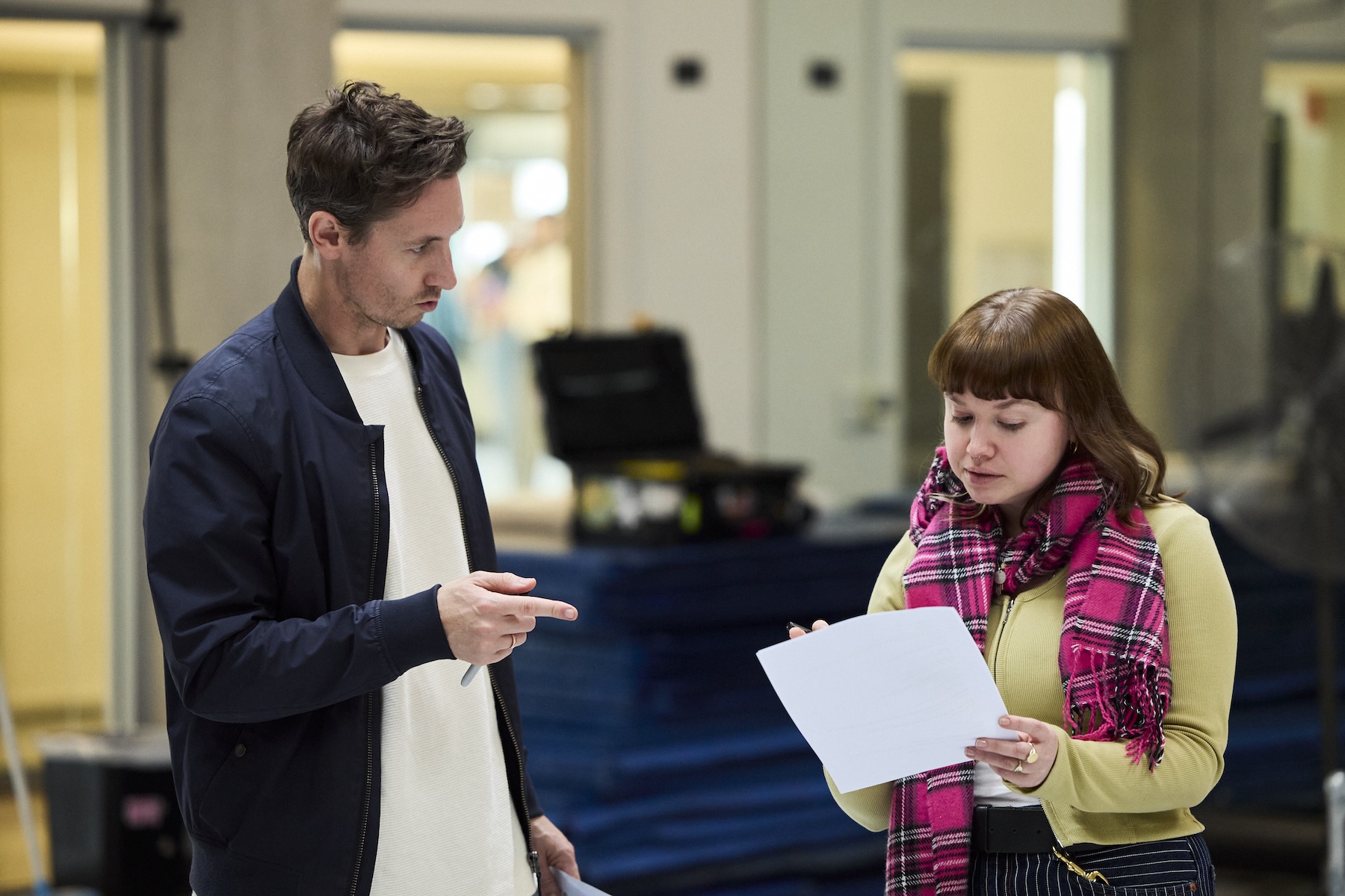 Matt Crook and Annabel Matheson look over the script for Crook's new piece. Photo: Claudio Raschella / Supplied