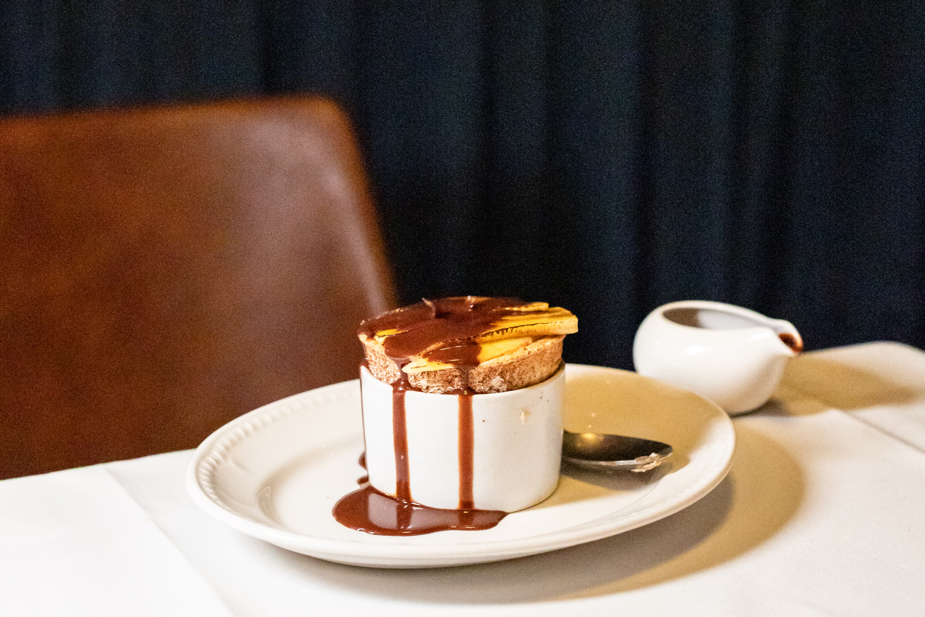 Banana and chocolate souffle, photo Jade Quinlivan Photography