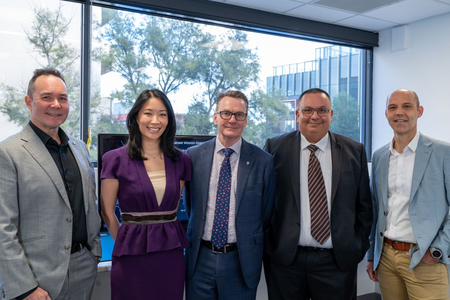Darren Lovett, Executive Director of iLAuNCH Trailblazer, Joann Yap Senior Partnerships Manager HEO, Nick Leake Head of Satellite and Space Systems Optus, Suneel Randhawa Chief Information Sciences Division, DSTG, Dr Matthew Tetlow CEO Inovor Technologies. Photo: Supplied
