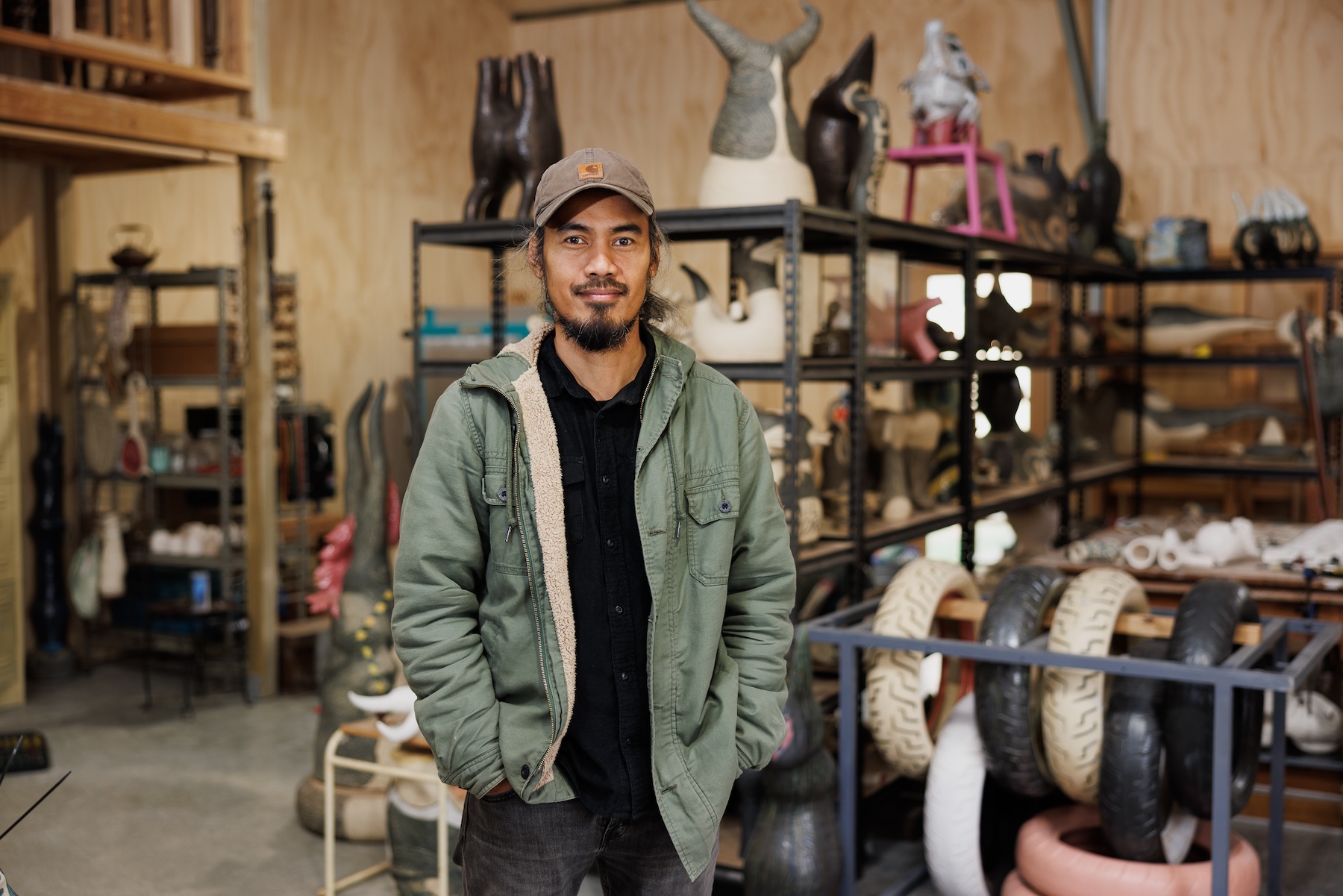 Artist Mark Valenzuela in his studio. Photo: Rosina Possingham / Supplied