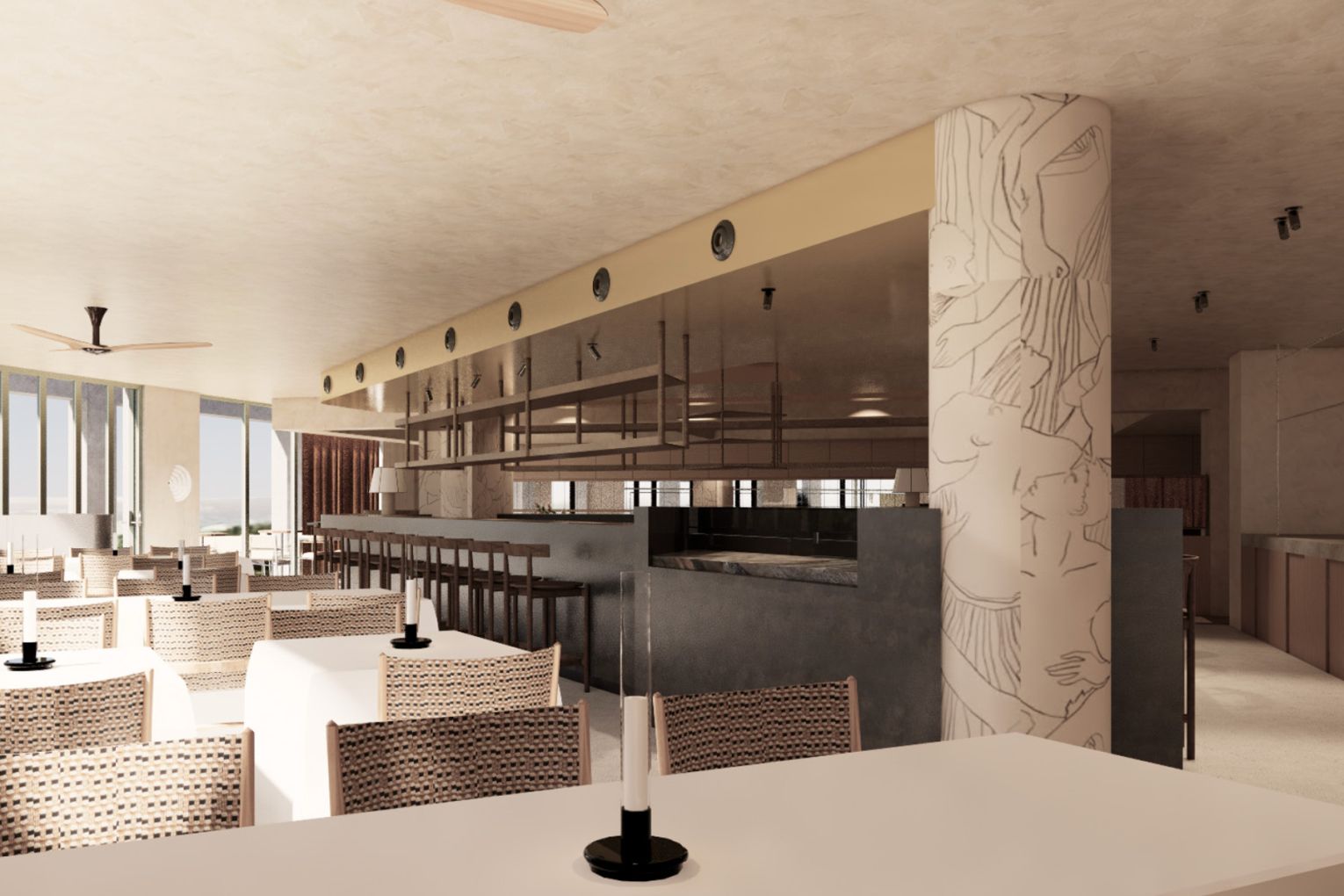 Render of Bar Ricci interior