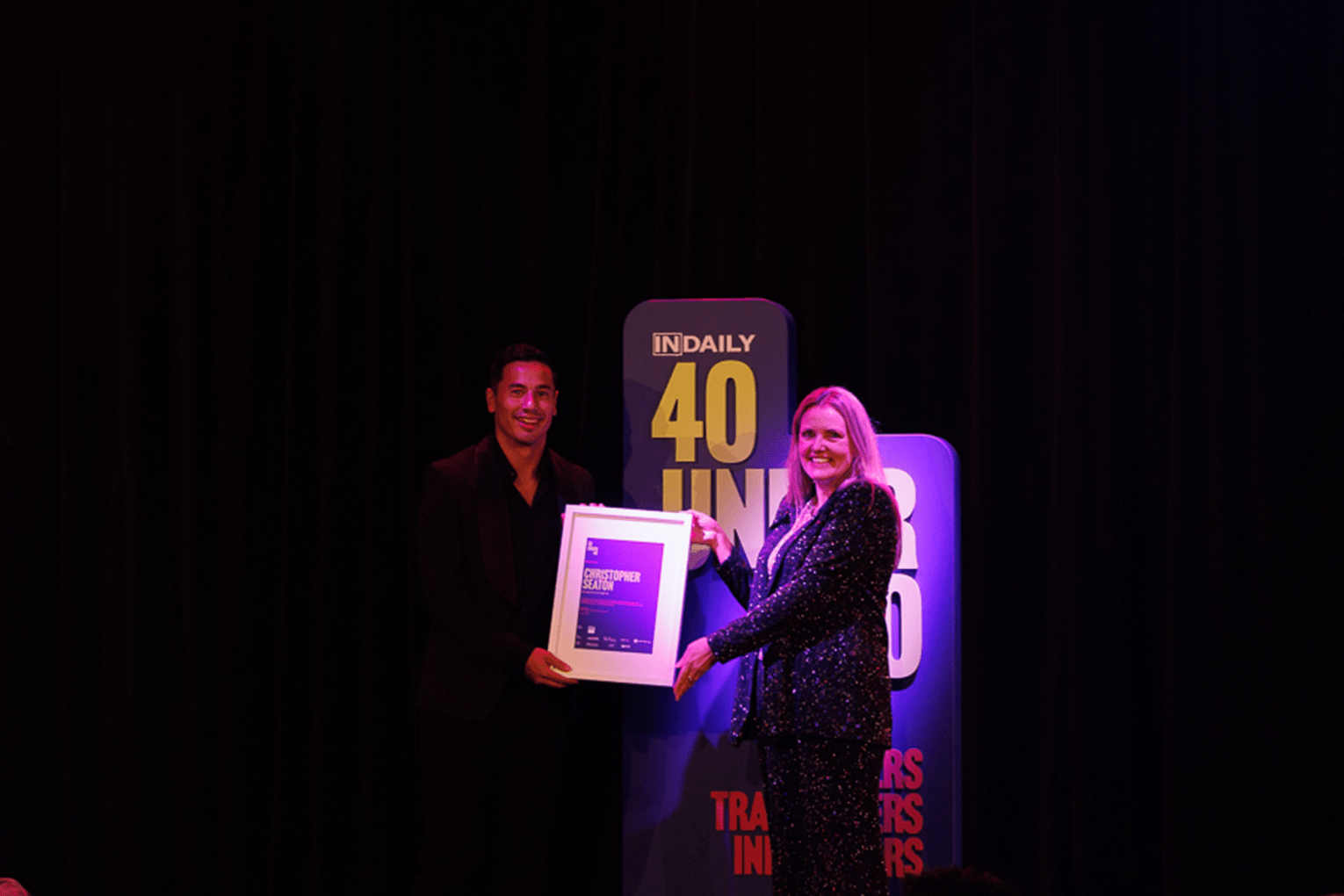 Christopher Seaton and Chair of Judges, Sarah Smith