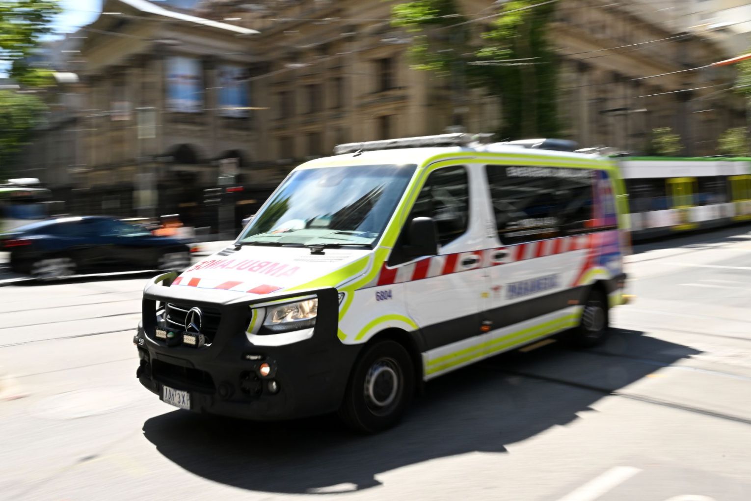 Emergency services were called to the bus crash near Stonehaven, west of Geelong. Picture: James Ross/AAP Photo