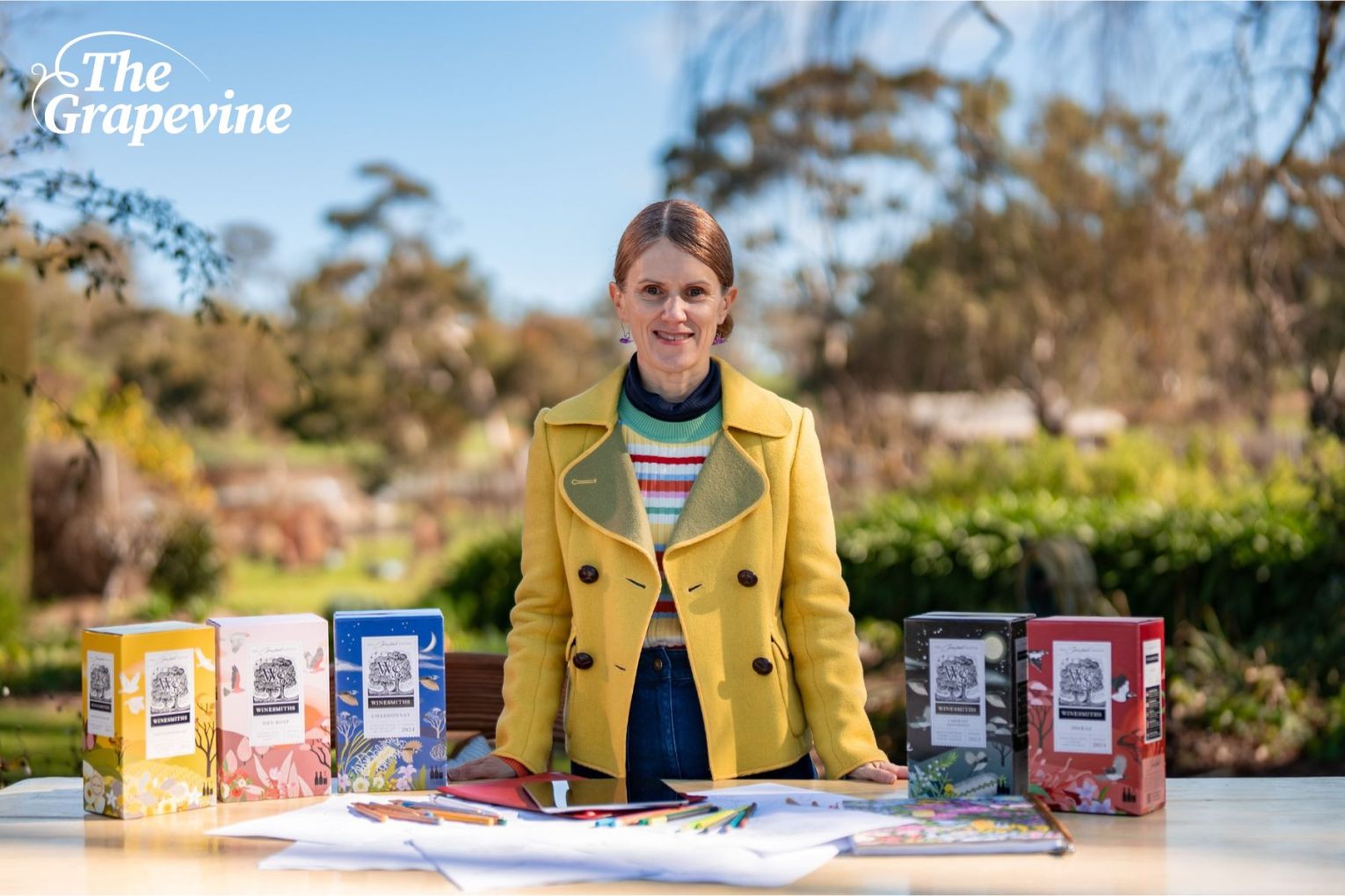 Claire Ishino's artwork features on Winesmiths' new wine packs. Photo: Winesmiths