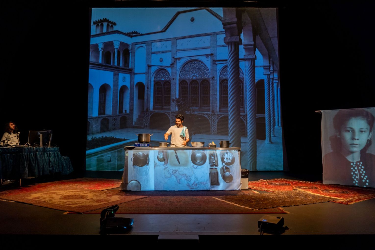 Cooking up a show is Joshua Hinton, on stage with his brother Dominic, in A Place in the Sultan’s Kitchen (or How to Make the Perfect One-Pot Chicken Curry).