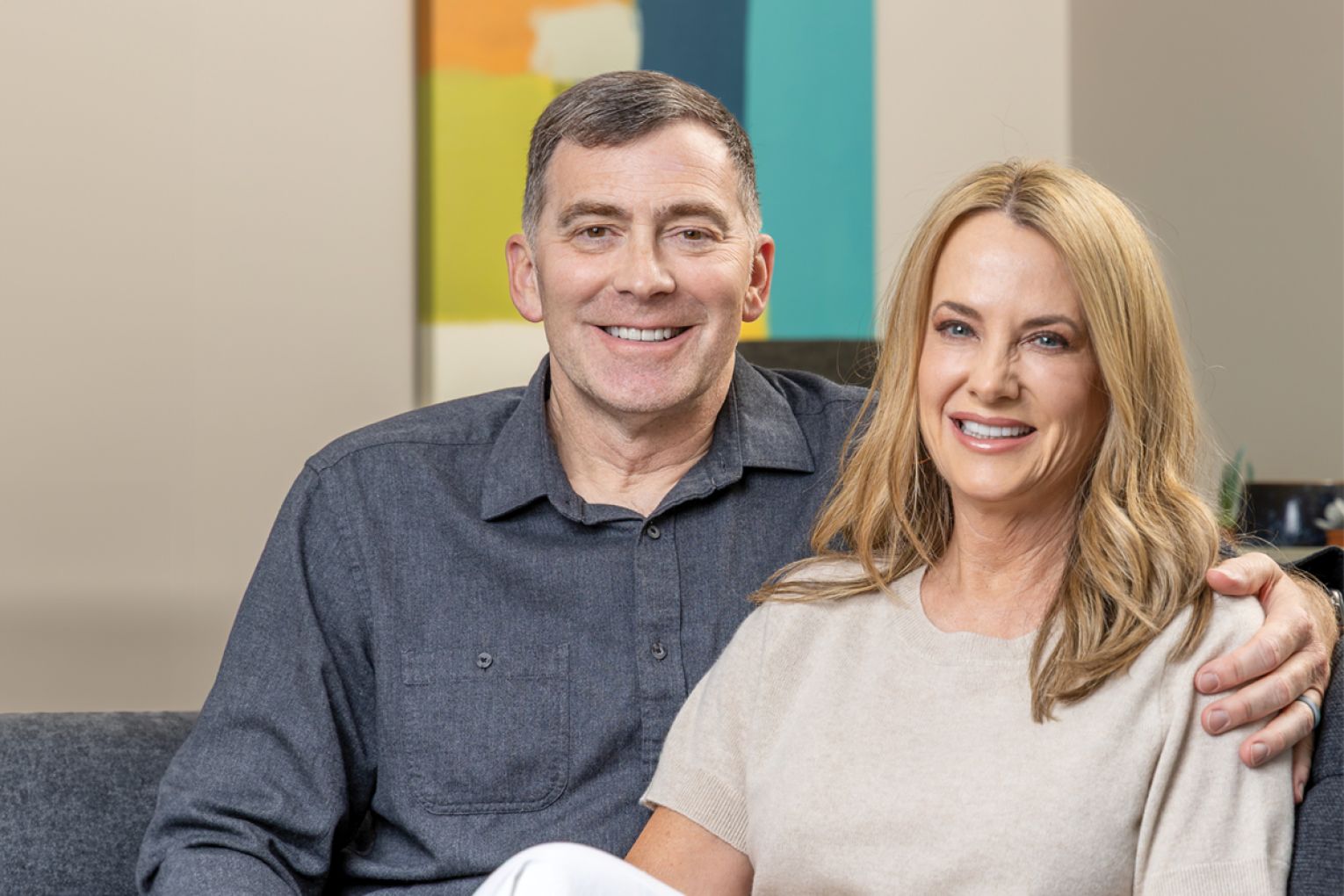 Mike and Kerri at home in Henley Beach.