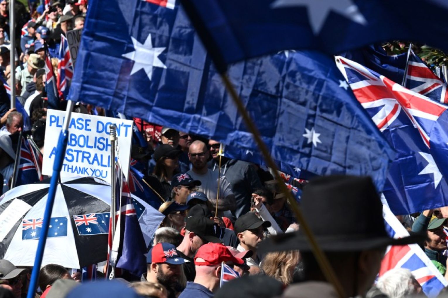 Anti-immigrations marchers in Sydney on August 31, 2025.