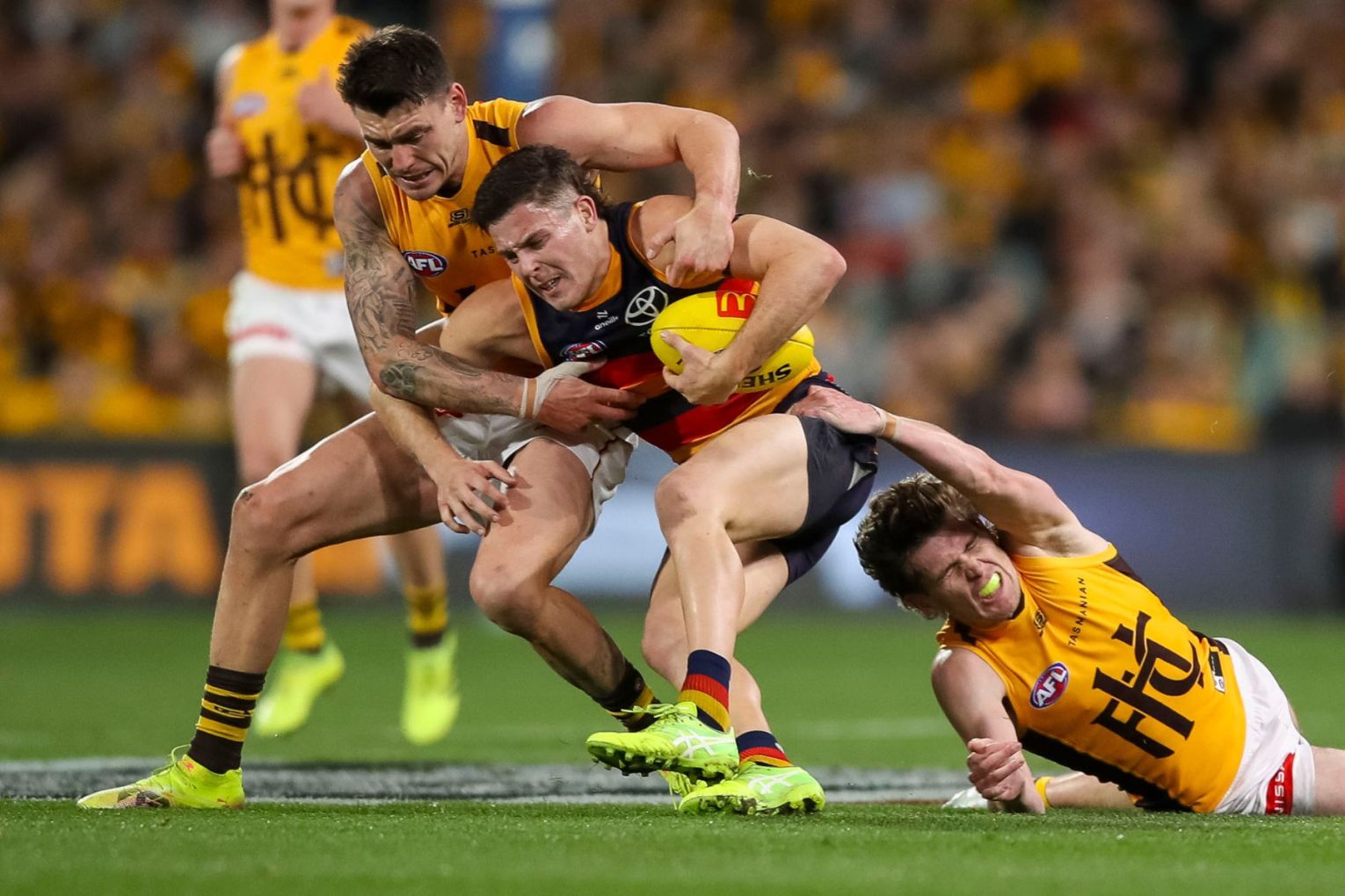 The Crows and Hawks will tussle for the second time in under two months at Adelaide Oval. Picture: Matt Turner/AAP Photos