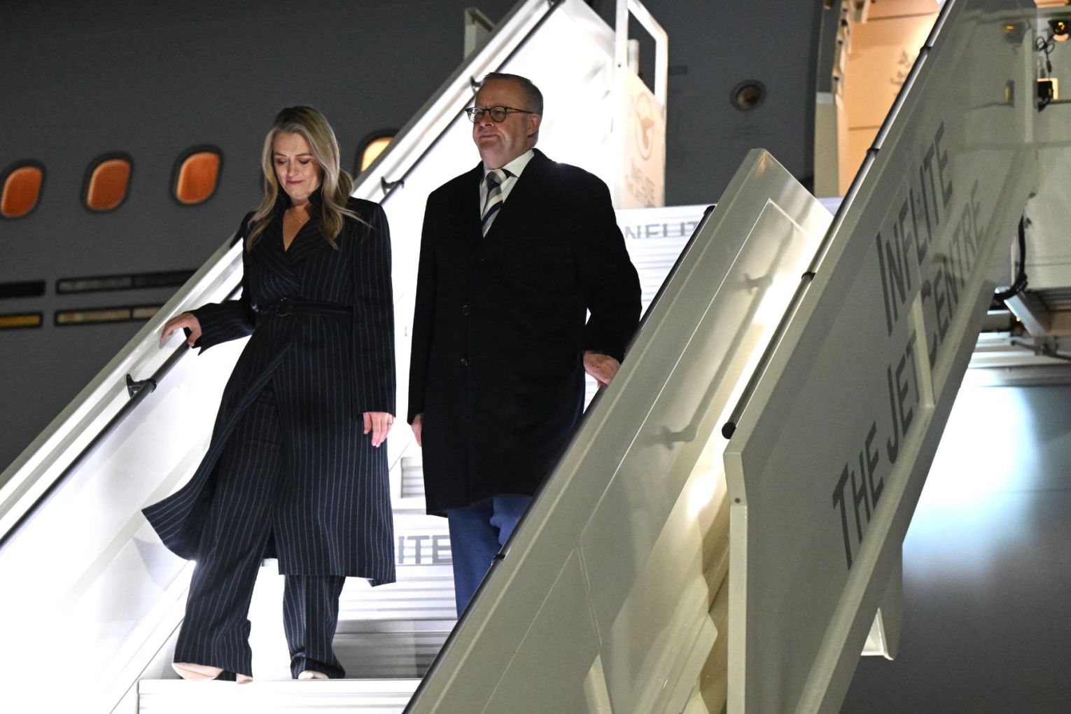 Prime Minister Anthony Albanese has arrived in London with his partner Jodie Haydon. Picture: Lukas Coch/AAP Photos