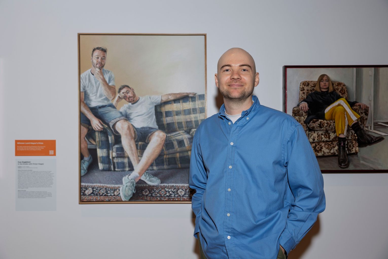 Gus Eagleton has won the Brisbane Portrait Prize's top gong for  2025 with the portrait, In the Studio with Fintan Magee. 