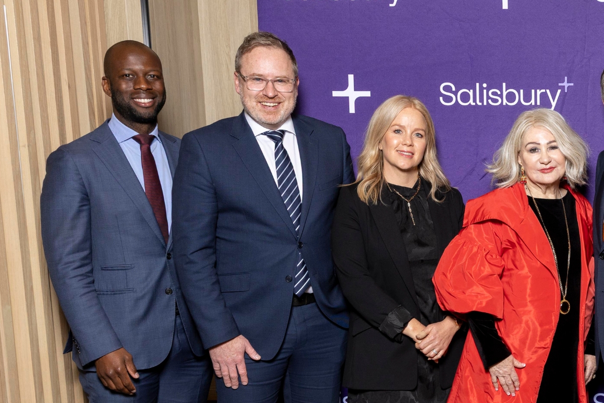 Bruce Djite, Sam Dighton, Evanthe Dunn and Salisbury Mayor Gillian Aldridge OAM 
