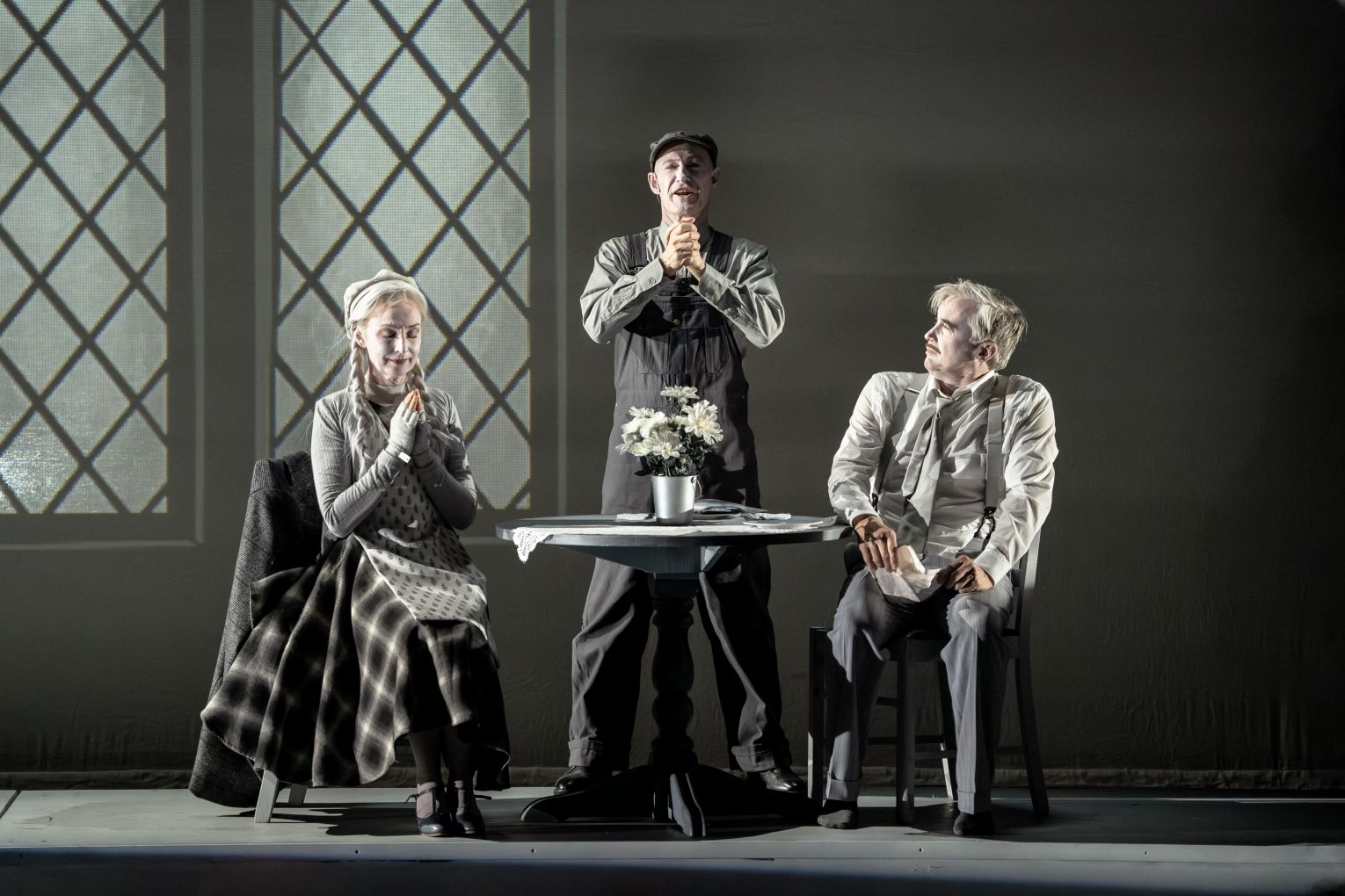 Lisa McCune, Shane Dundas and Ian Stenlake star in The 39 Steps. Photo: Cameron Grant