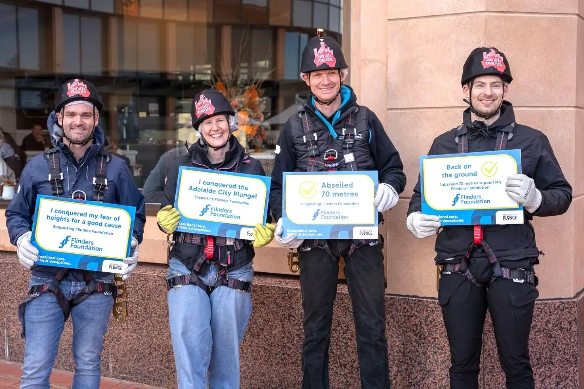 InDaily Top 40 under 40 alumni Matt Kirkbride, Elena Kirschbaum, Matt Warner and Oliver Brown joined forces for the 2025 Adelaide City plunge.