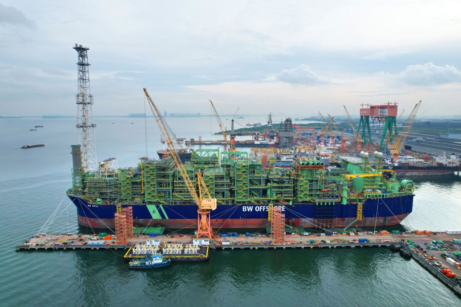 A massive floating unit has received its first gas from the Barossa offshore fields north of Darwin. Photo: Santos