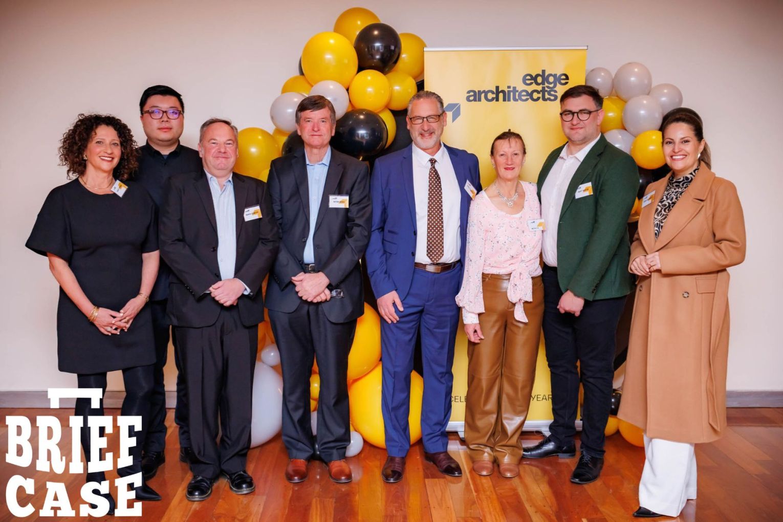 L–R: Mary Pappas, Luke Li, Mario Domiter, Peter Spain, Pino Dichiera, Merilyn Haydon, Matt Whyte and Erika DeMello of Edge Architects. Photo: Remco Albers, Milco Media.