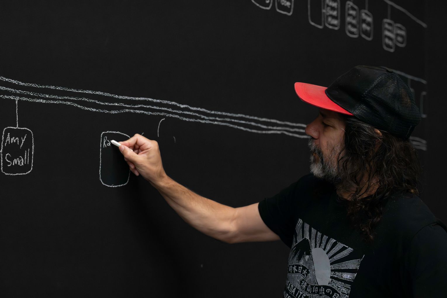 Archie Moore creating kith and kin at the Gallery of Modern Art, 2024. Collection: Queensland Art Gallery/GOMA © Archie Moore Photo: N Umek © QAGOMA