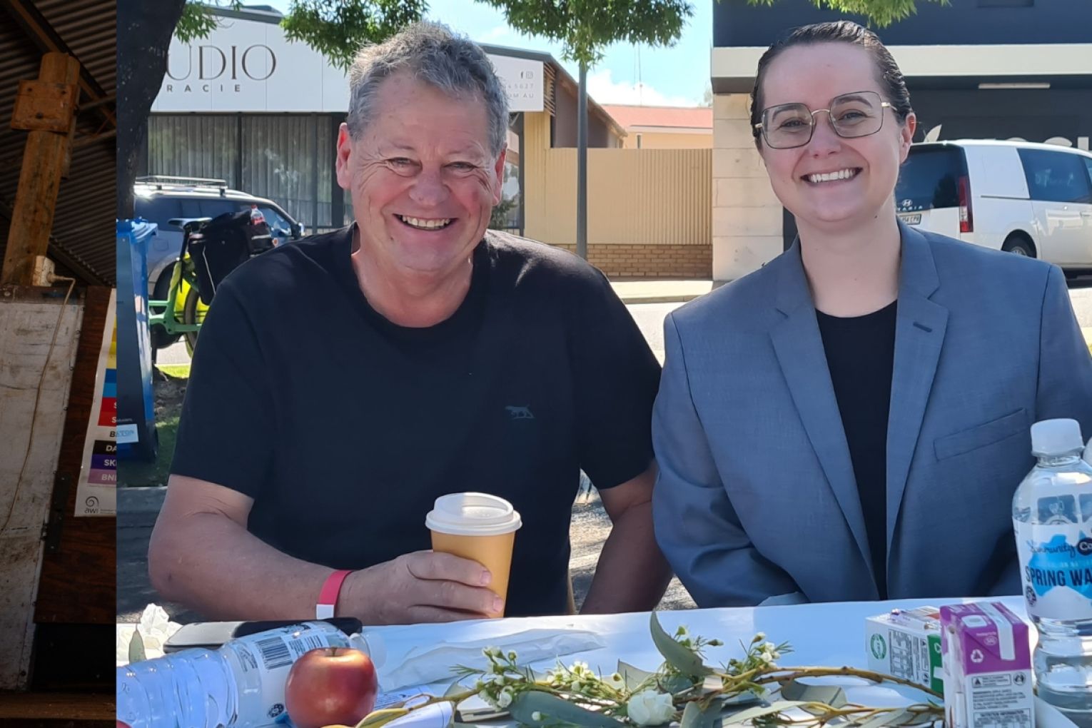 Loxton Waikerie Mayor Trevor Norton and Berri Barmera Mayor Ella Winnall at the brunch at Loxton.  PHOTO: Christine Webster