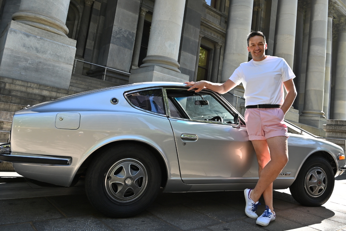 Police Minister takes Don's Datsun – and pink shorts – for a spin