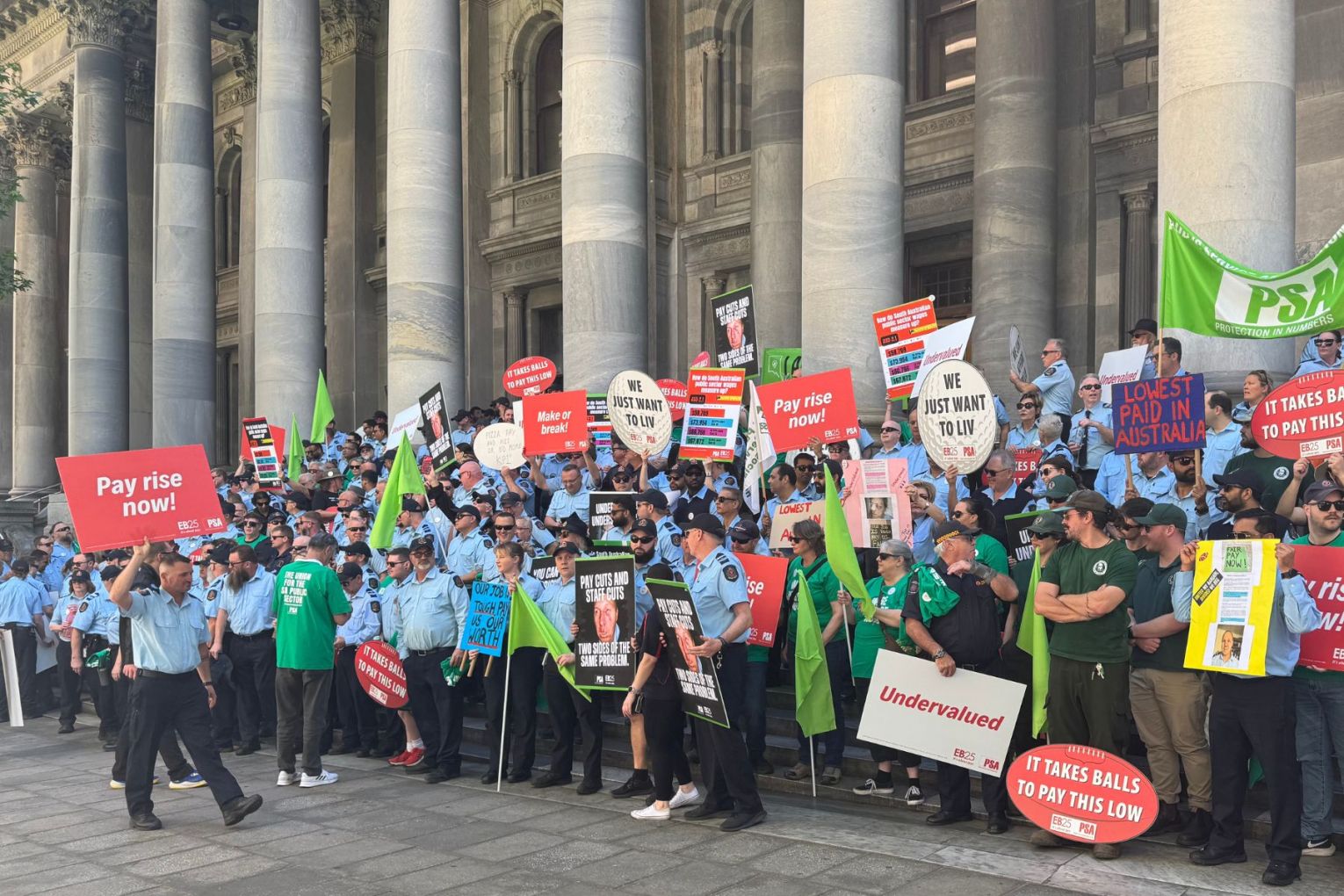 Protesters have gathered on the steps of Parliament House today. Photo: supplied. 