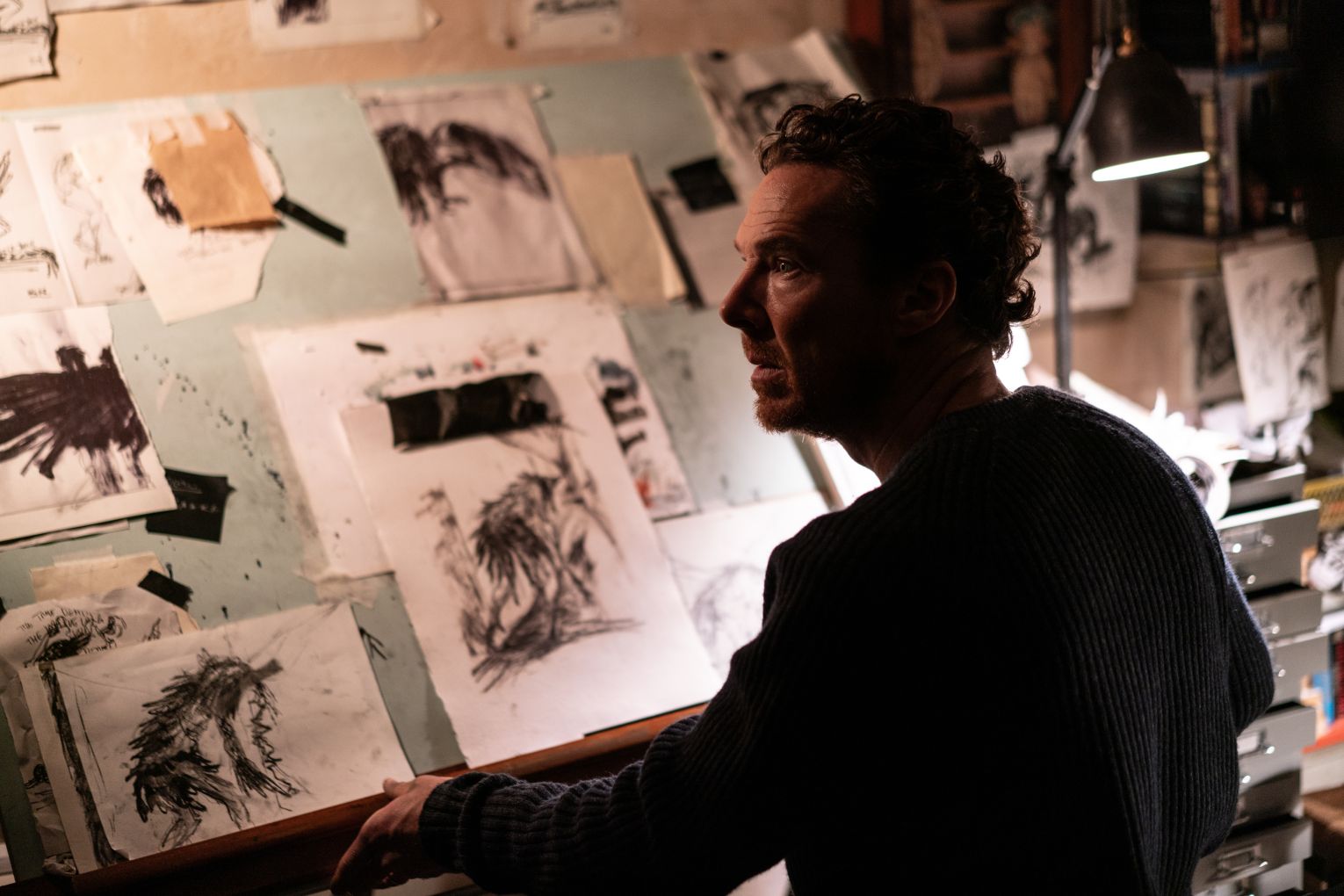 Benedict Cumberbatch in The Thing With Feathers. Photo: The Thing With Feathers Ltd, The British Film Institute and Channel Four Television Corporation.