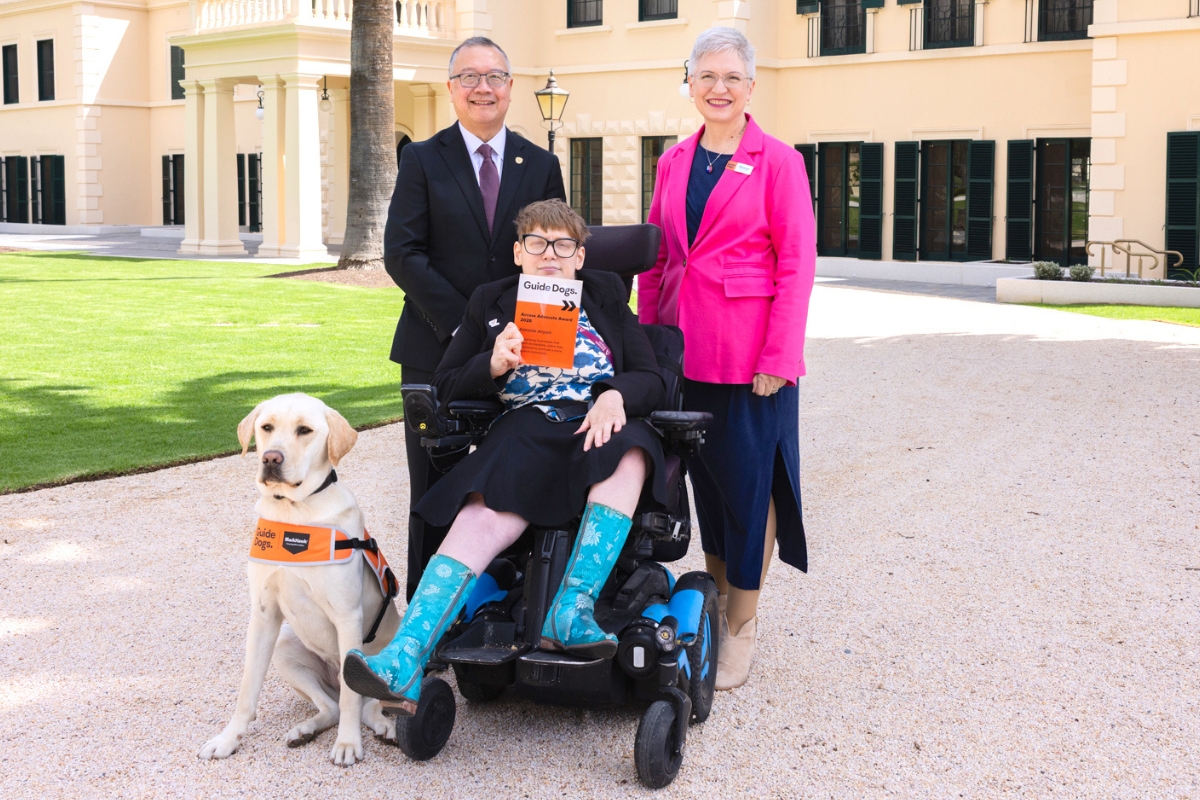 Aaron Chia, Kelly Vincent and Sharyn Broer with Merlin