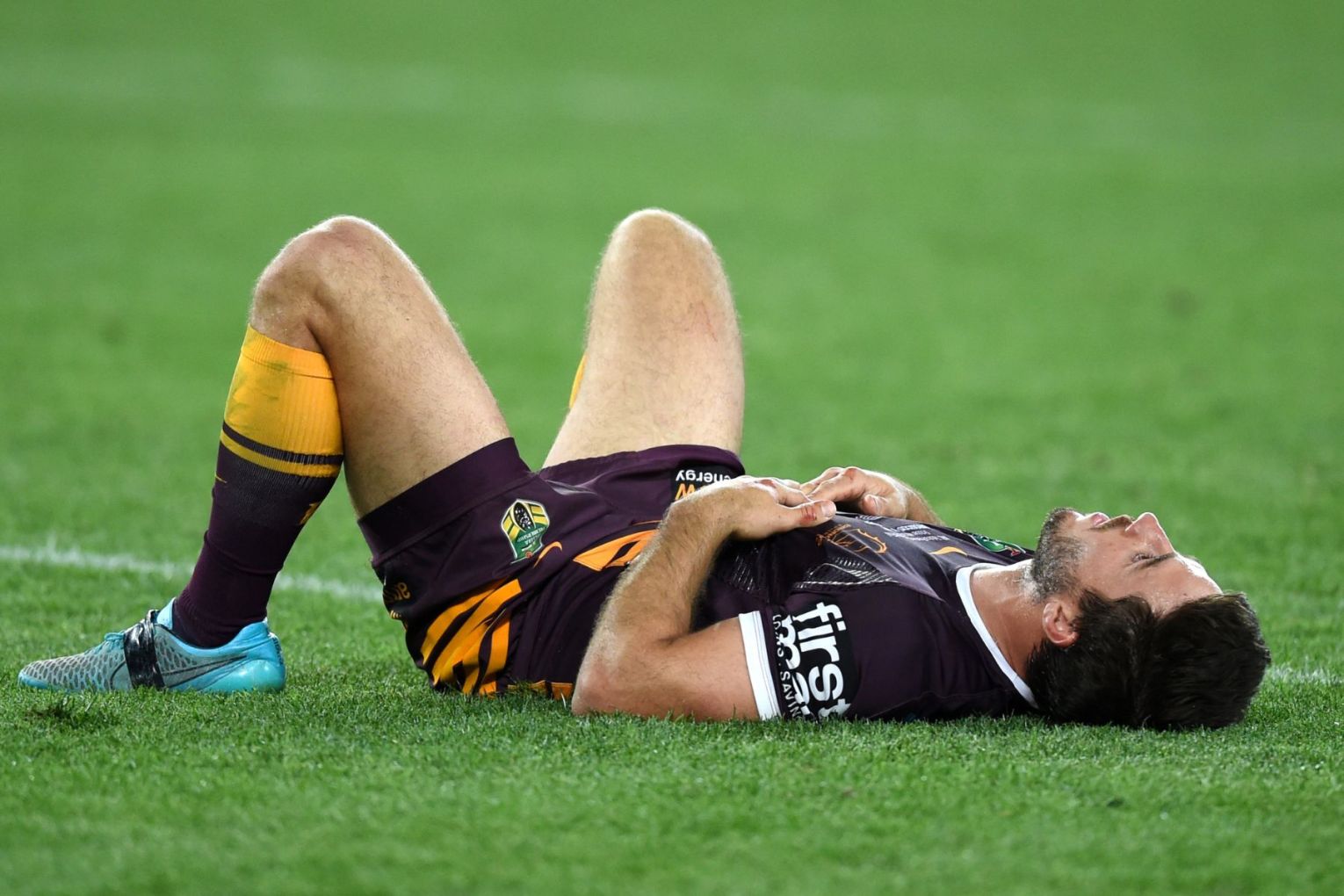 Ben Hunt was left crestfallen at the ANZ Stadium after the Broncos' grand final loss in 2015. Picture: Paul Miller/AAP Photos