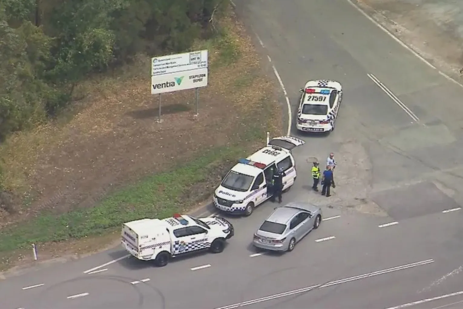 The crash scene near Yatala, south of Brisbane.