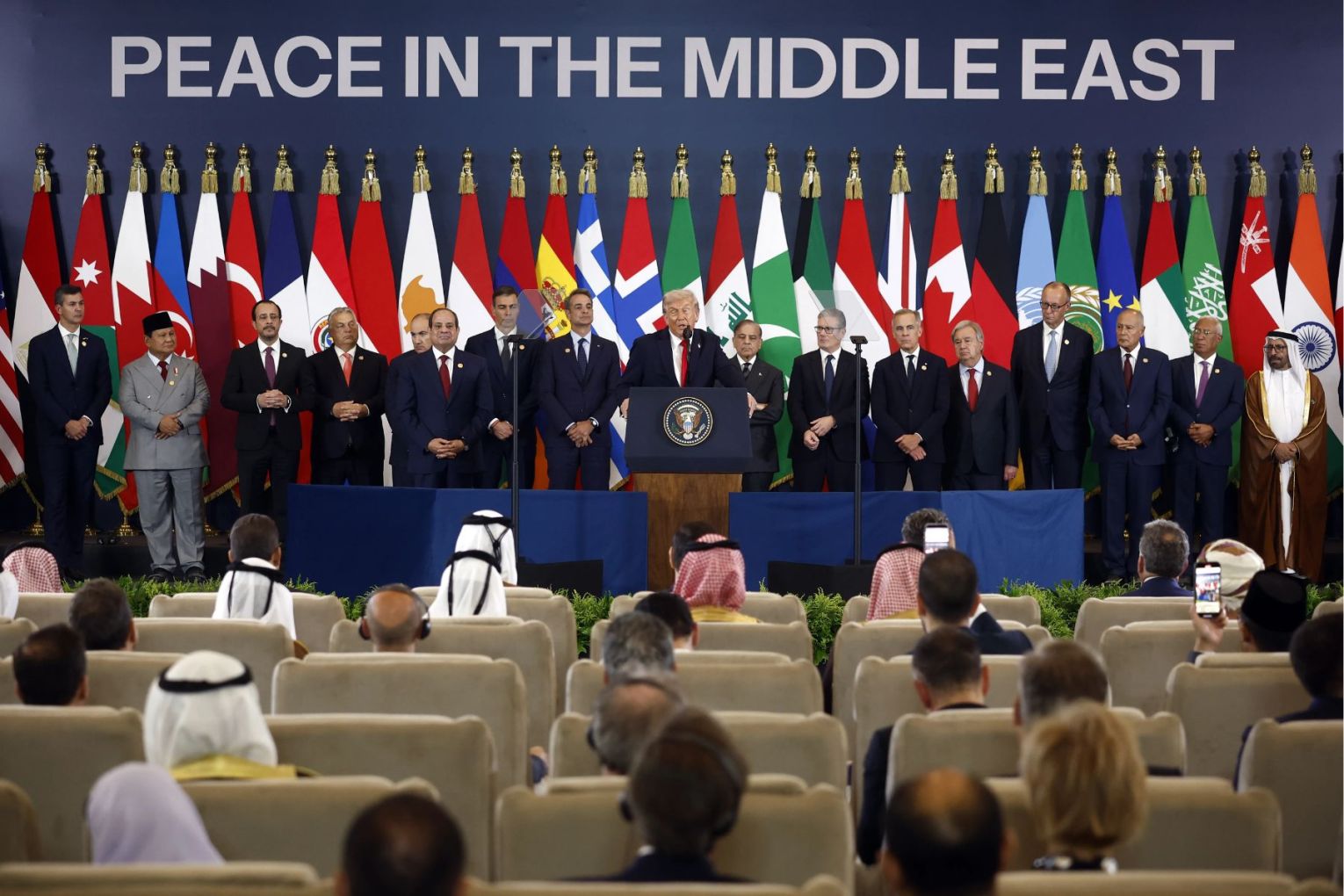 US President Donald Trump has hailed an “incredible historic breakthrough” after he and world leaders signed a Gaza ceasefire deal amid jubilant and emotional reunions.