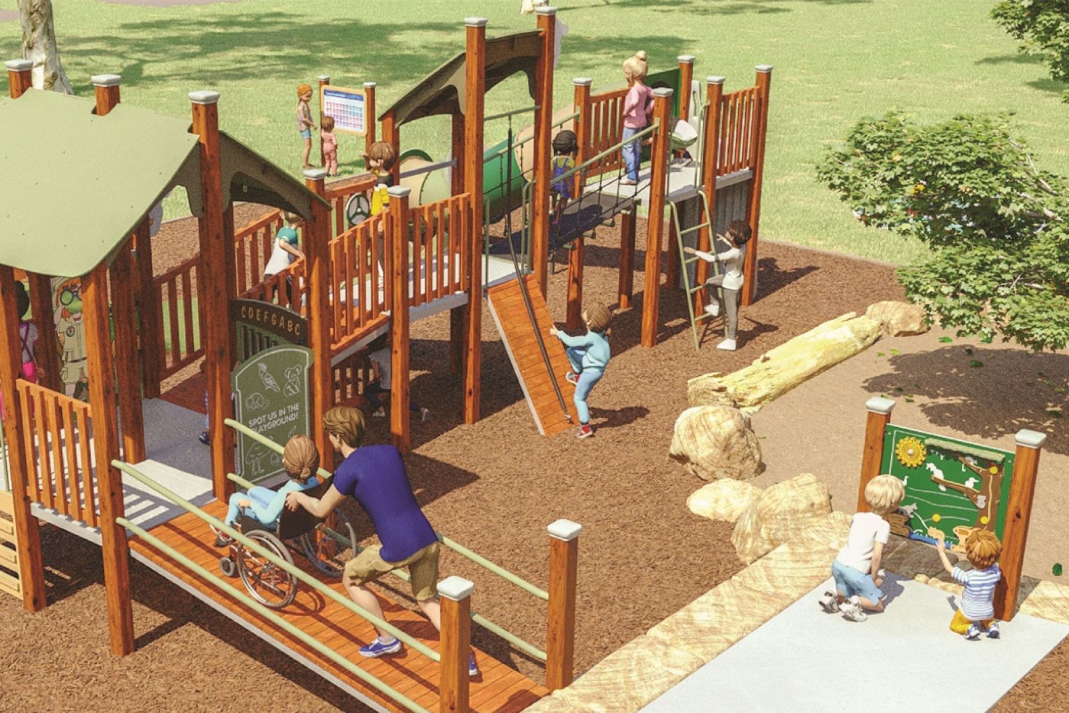 The upgraded playground will open in time for the December school holidays. Render: Supplied