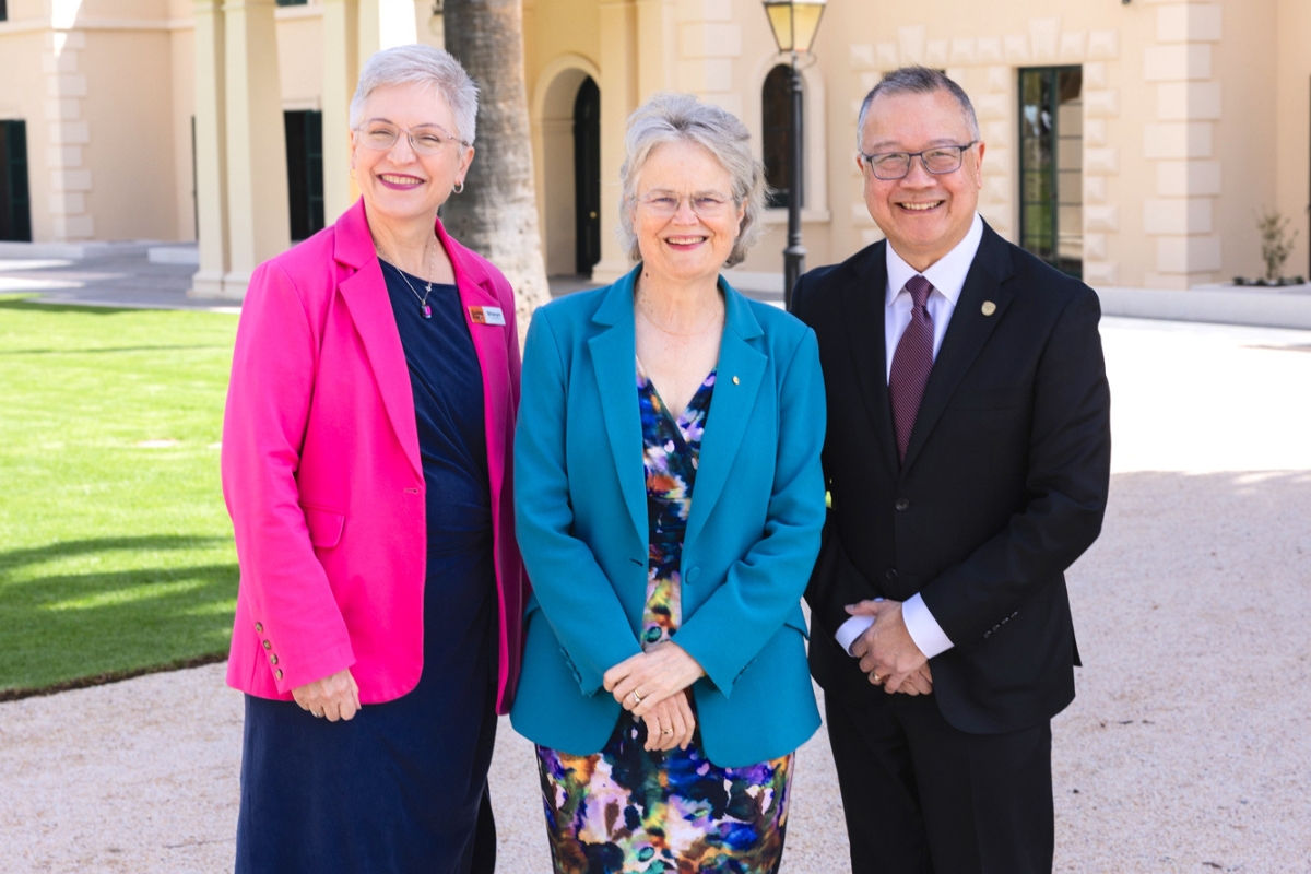 Sharyn Broer, Governor Frances Adamson AC and Aaron Chia