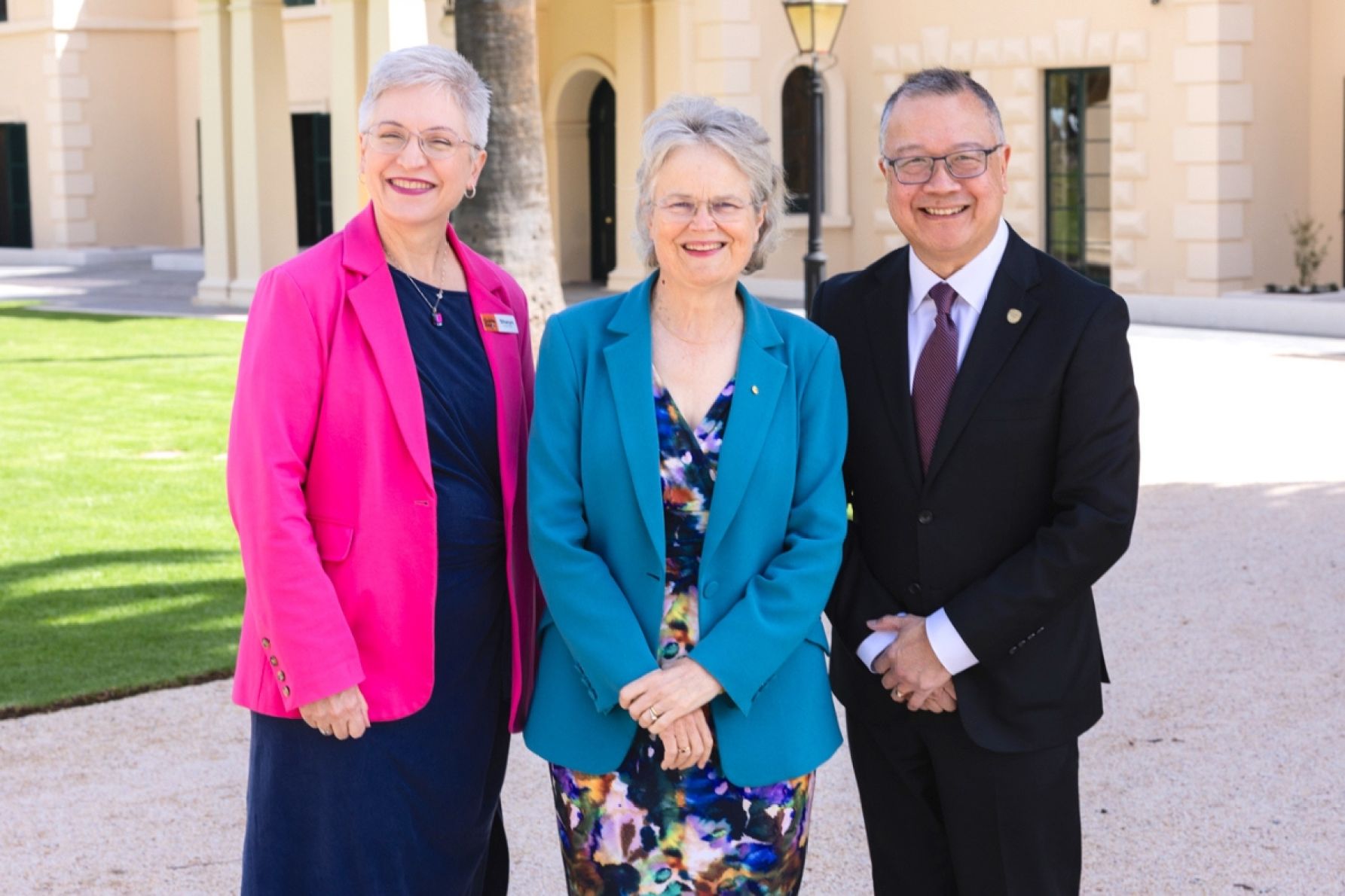 Sharyn Broer, Governor Frances Adamson AC and Aaron Chia