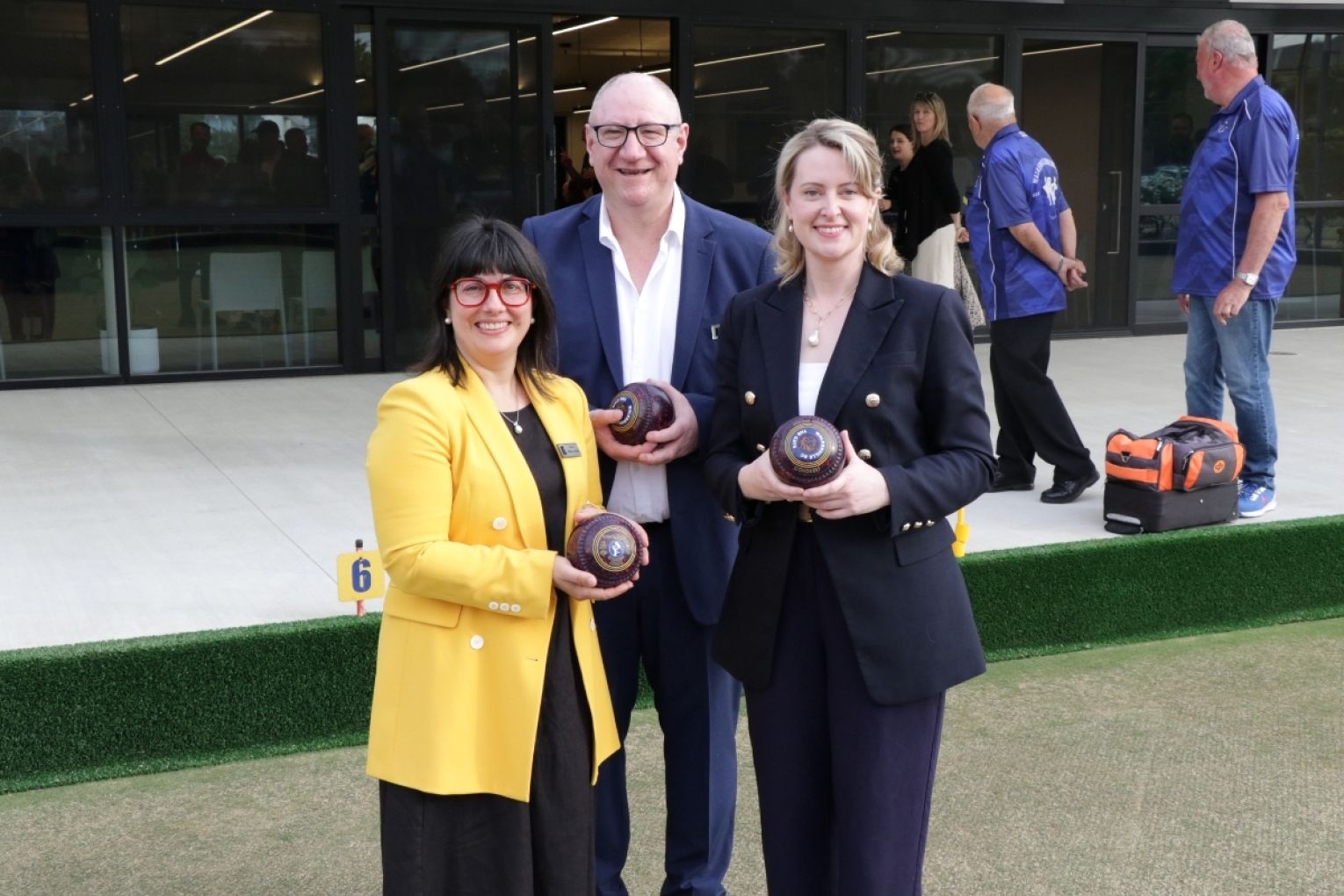 The new Walkerville bowling club was officially opened on Friday evening. Pictured from left-right: Walkerville mayor Melissa Jones, Town of Walkerville CEO Dr Andrew Johnson and Adelaide MP Lucy Hood