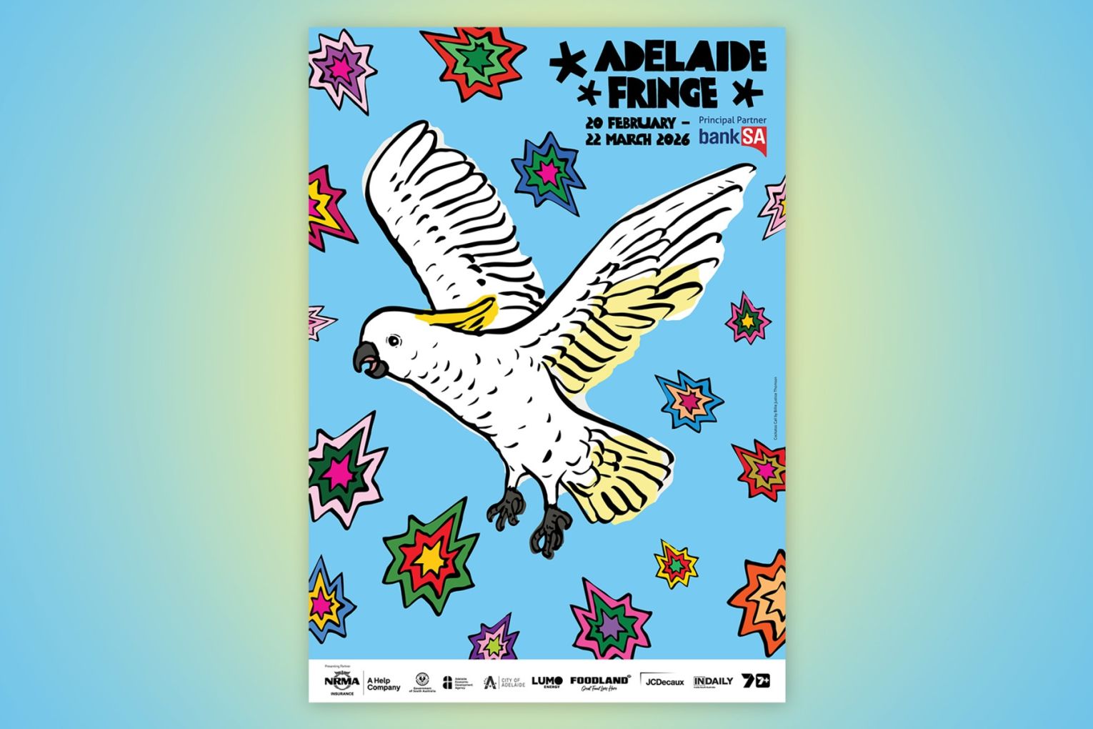 The winning 2026 Adelaide Fringe Poster by South Australian artist Billie Justice Thomson.
