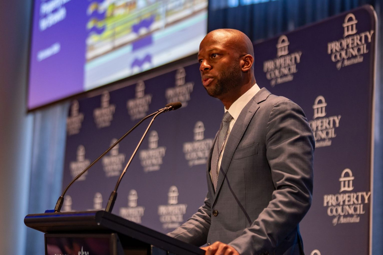 Bruce Djite said property owners were being slugged with increasingly expensive land taxes.  Photo: Property Council of Australia.