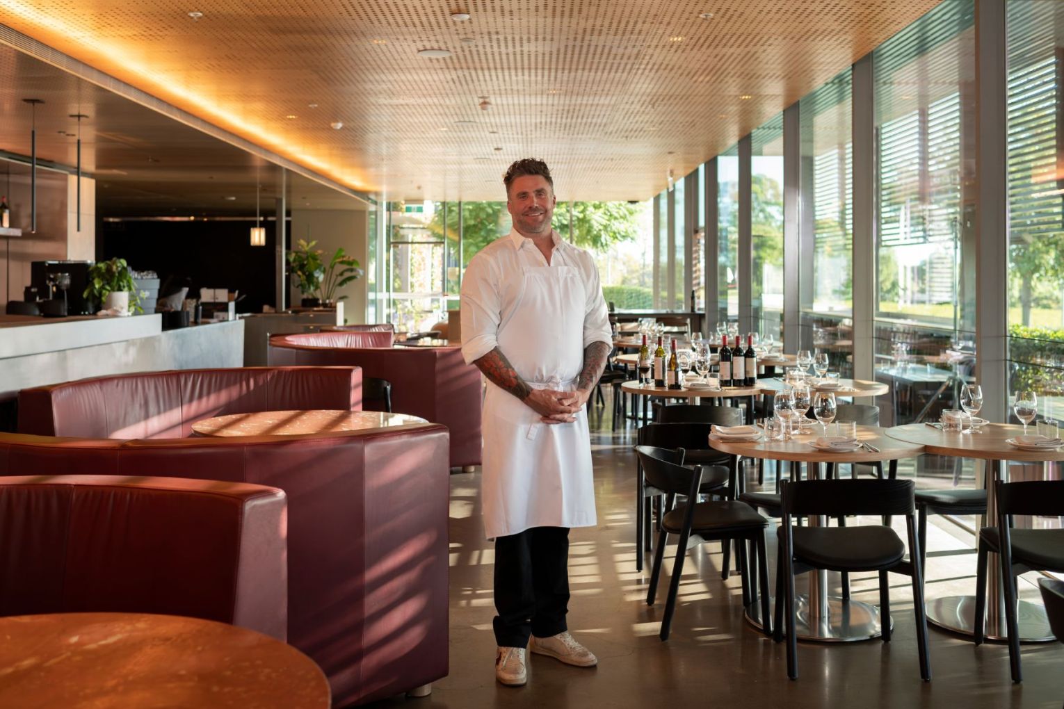 Magill Estates Restaurant director and chef Scott Huggins in the newly refurbished dining space. Photo: Supplied