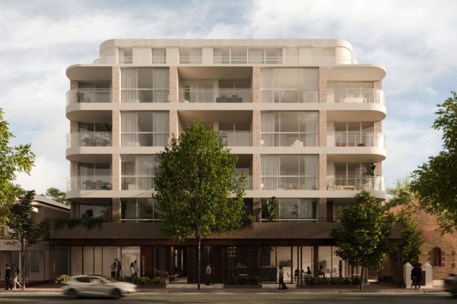 Proposed six-storey development on Melbourne Street would be next to St Cyprian's Anglican Church. Photo: SMFA