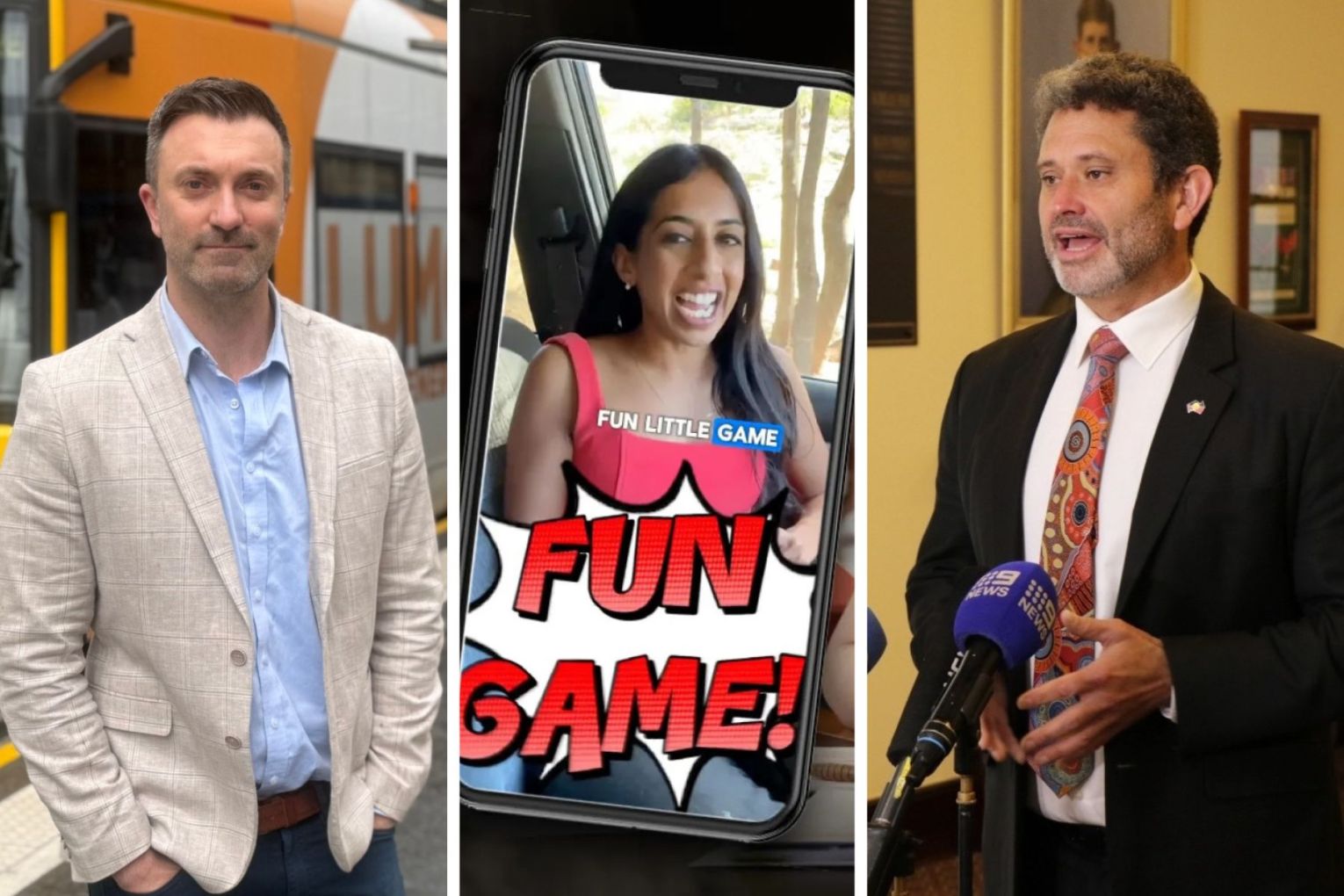 The Attorney General (right) referred a game run by anti-abortion activist (centre) for investigation after Greens MLC (left) raised InDaily's reporting in question time.