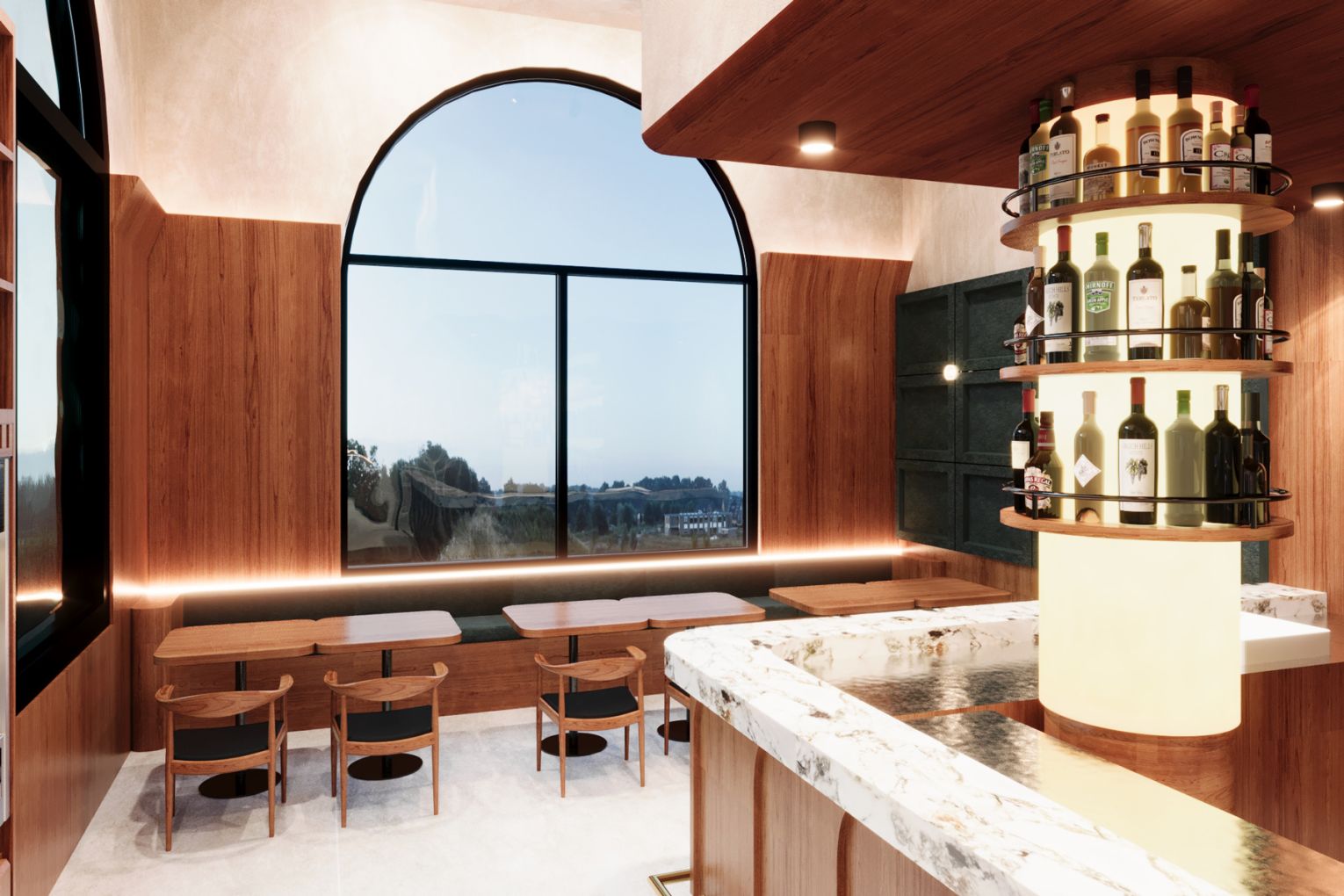 An early render of CODA's bar seating | Credit: Dreampods Group